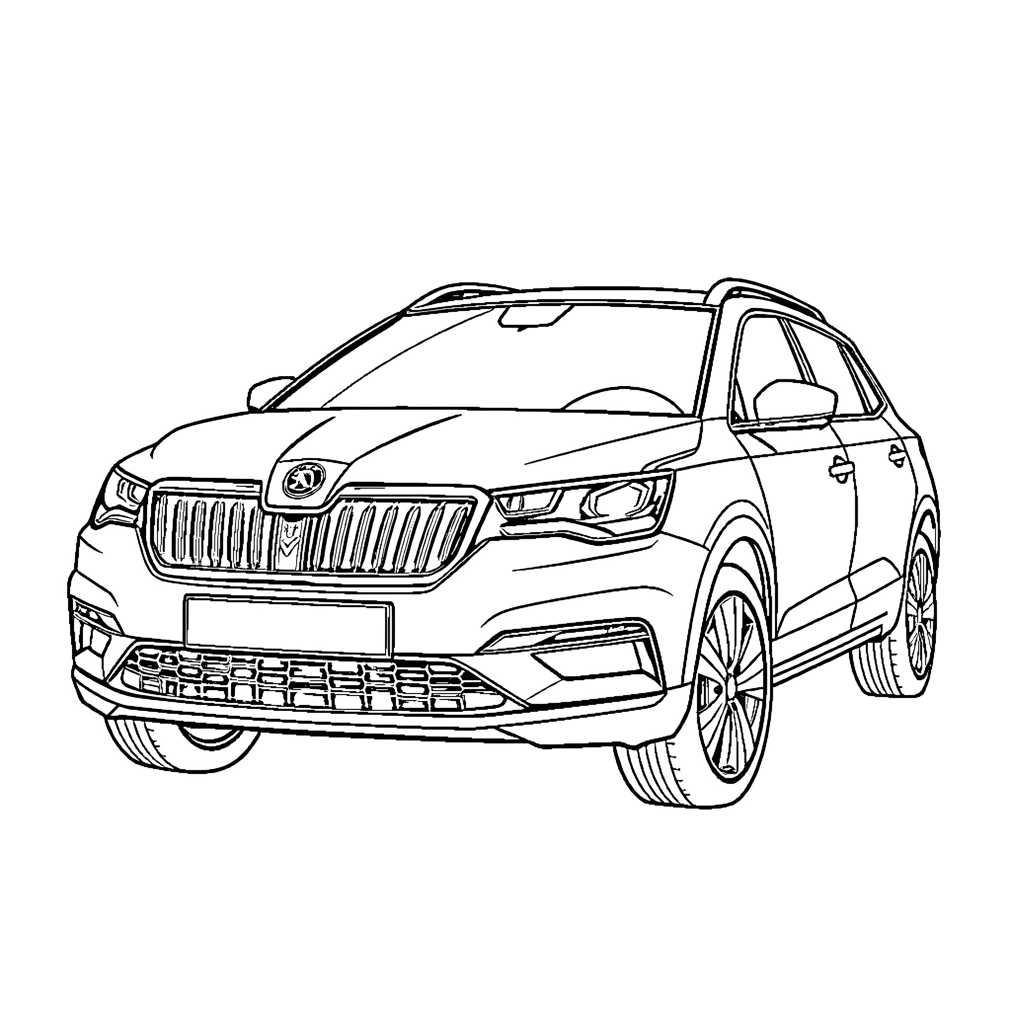 Krecik's Stylish Automobile Adventure Coloring Page (free black-and-white line drawing printable PDF for all, from beginners to advanced learners, including children, teens, adults, and seniors)