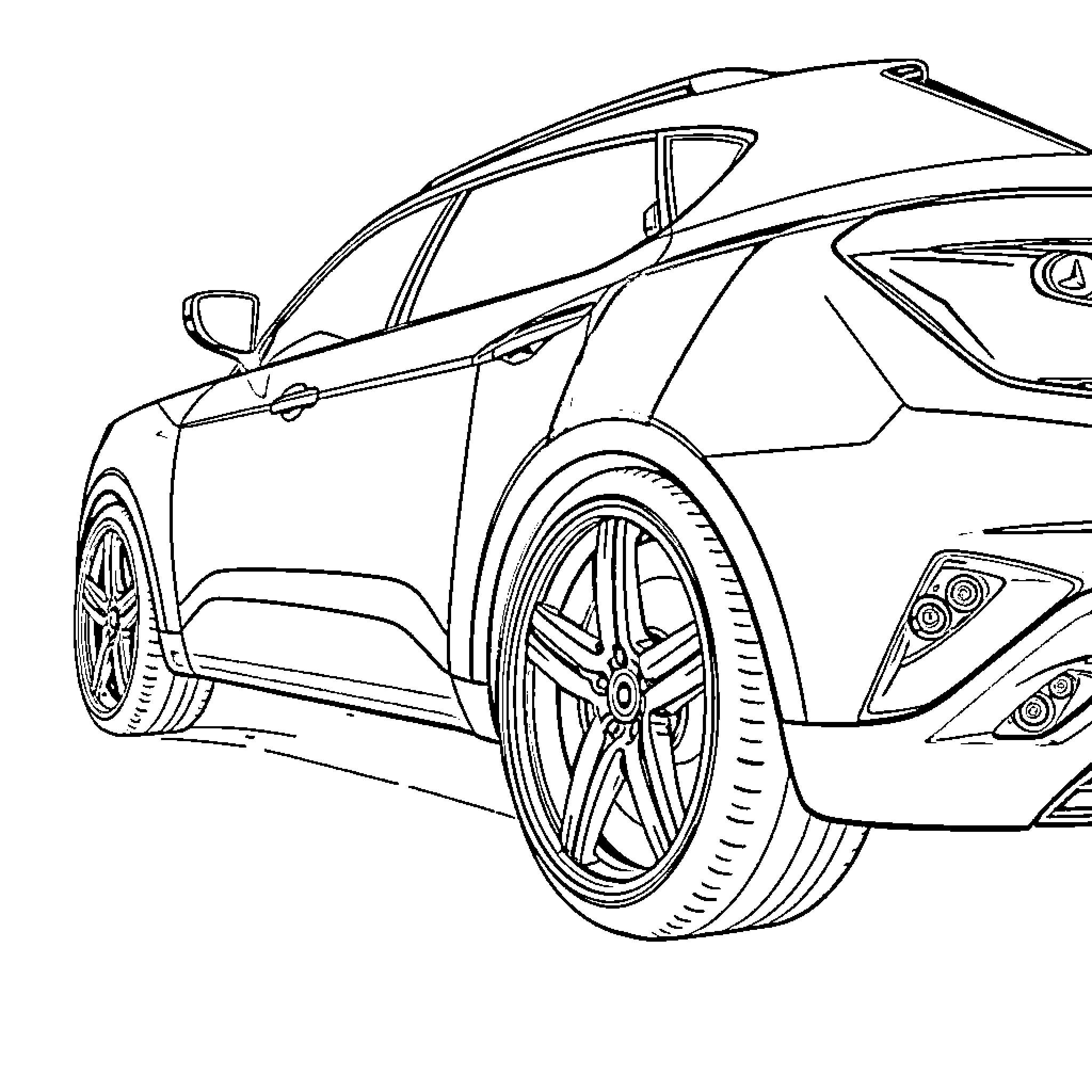 Ssangyong luxury crossover vehicle silhouette Coloring Page (free black-and-white line drawing printable PDF for all, from beginners to advanced learners, including children, teens, adults, and seniors)