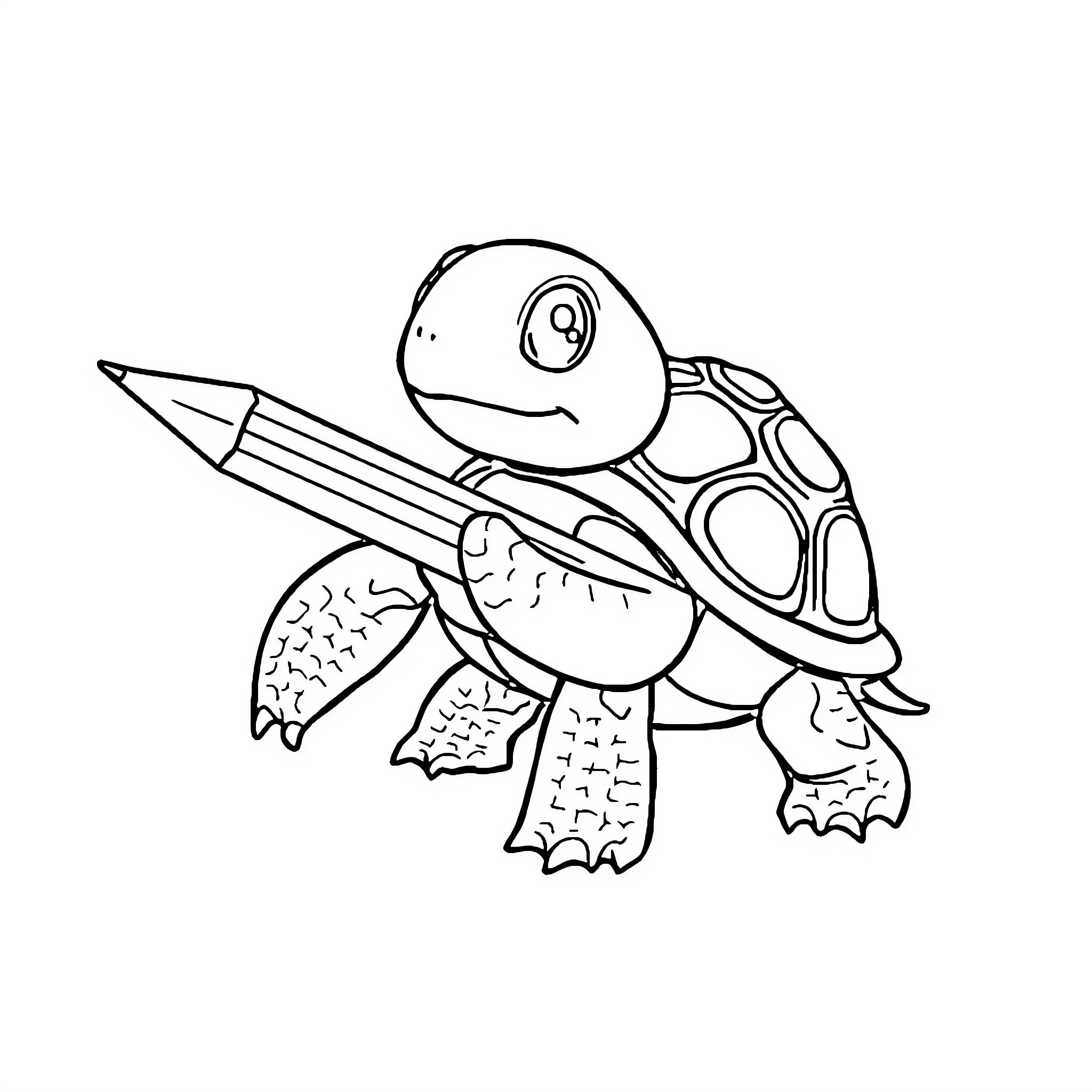 Turtle drawing with pencil Coloring Page (free black-and-white line drawing printable PDF for all, from beginners to advanced learners, including children, teens, adults, and seniors)