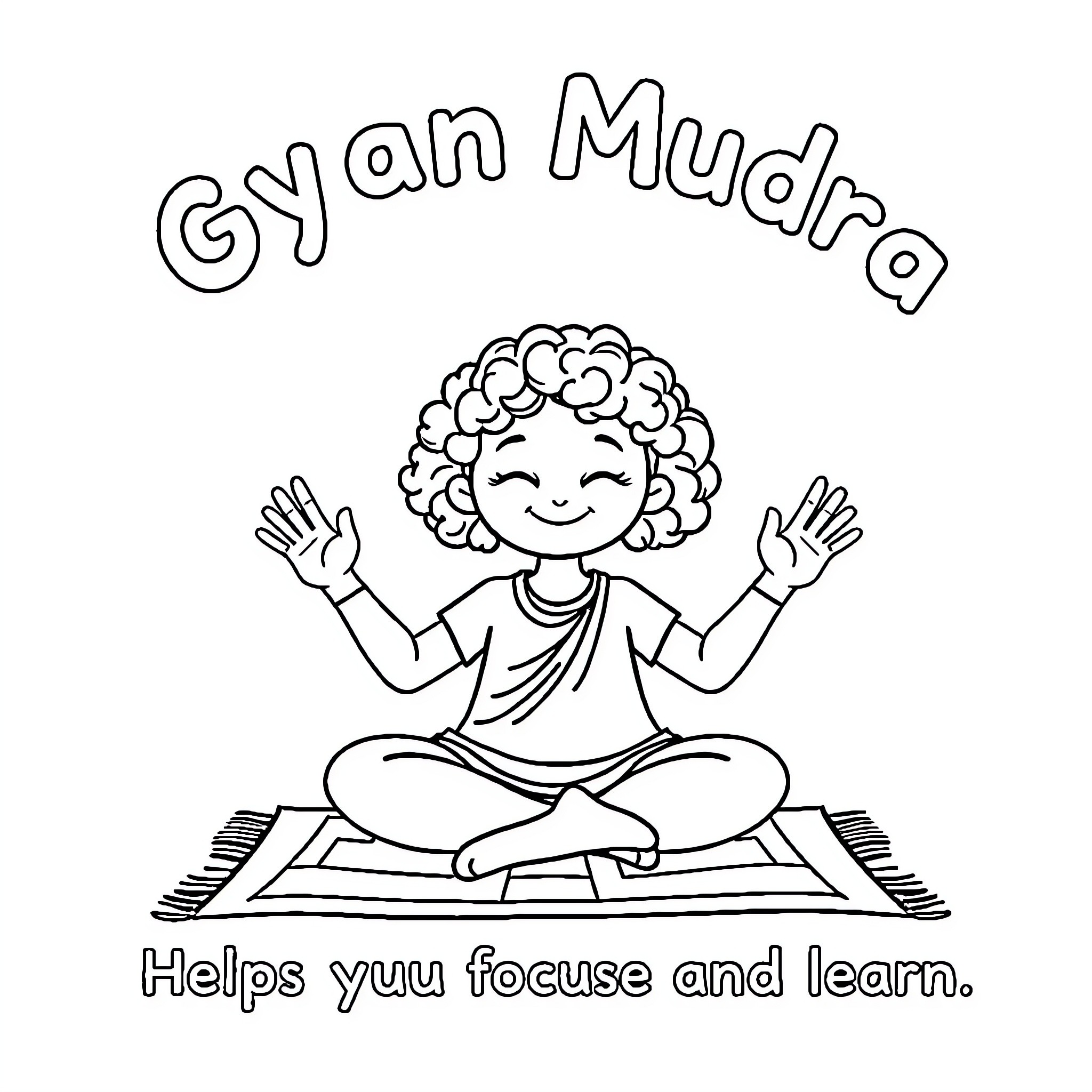 Girl practicing yoga and meditation Coloring Page (free black-and-white line drawing printable PDF for all, from beginners to advanced learners, including children, teens, adults, and seniors)