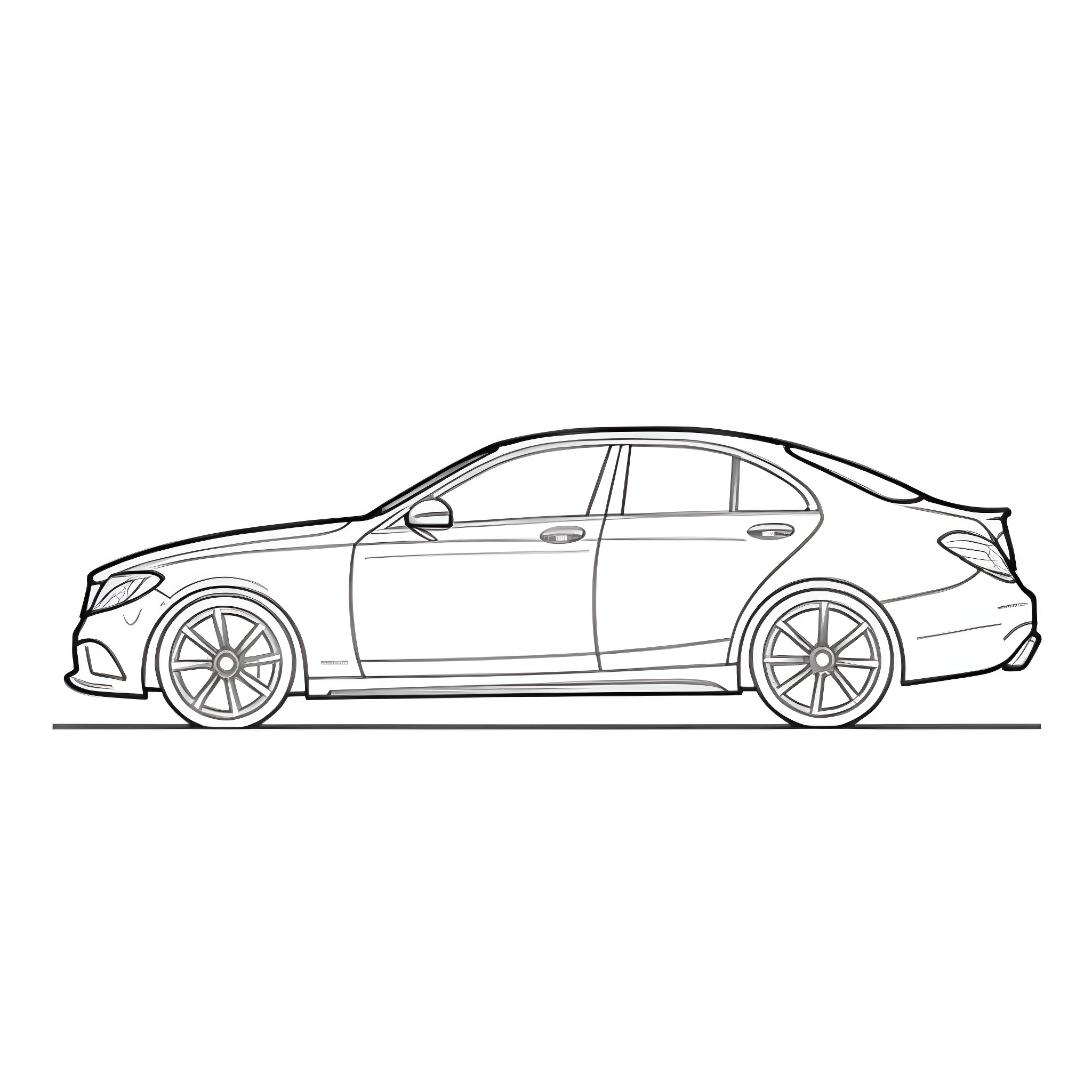 Car in sleek, modern design Coloring Page (free black-and-white line drawing printable PDF for all, from beginners to advanced learners, including children, teens, adults, and seniors)