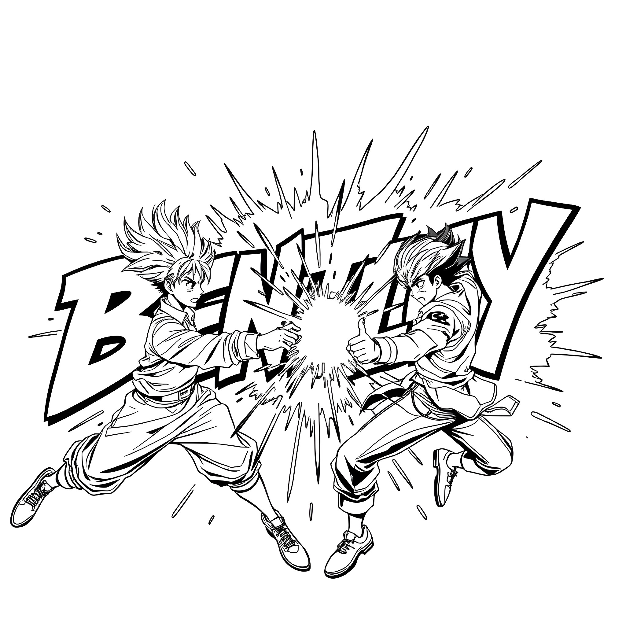 Bentley characters in action-packed scene Coloring Page (free black-and-white line drawing printable PDF for all, from beginners to advanced learners, including children, teens, adults, and seniors)