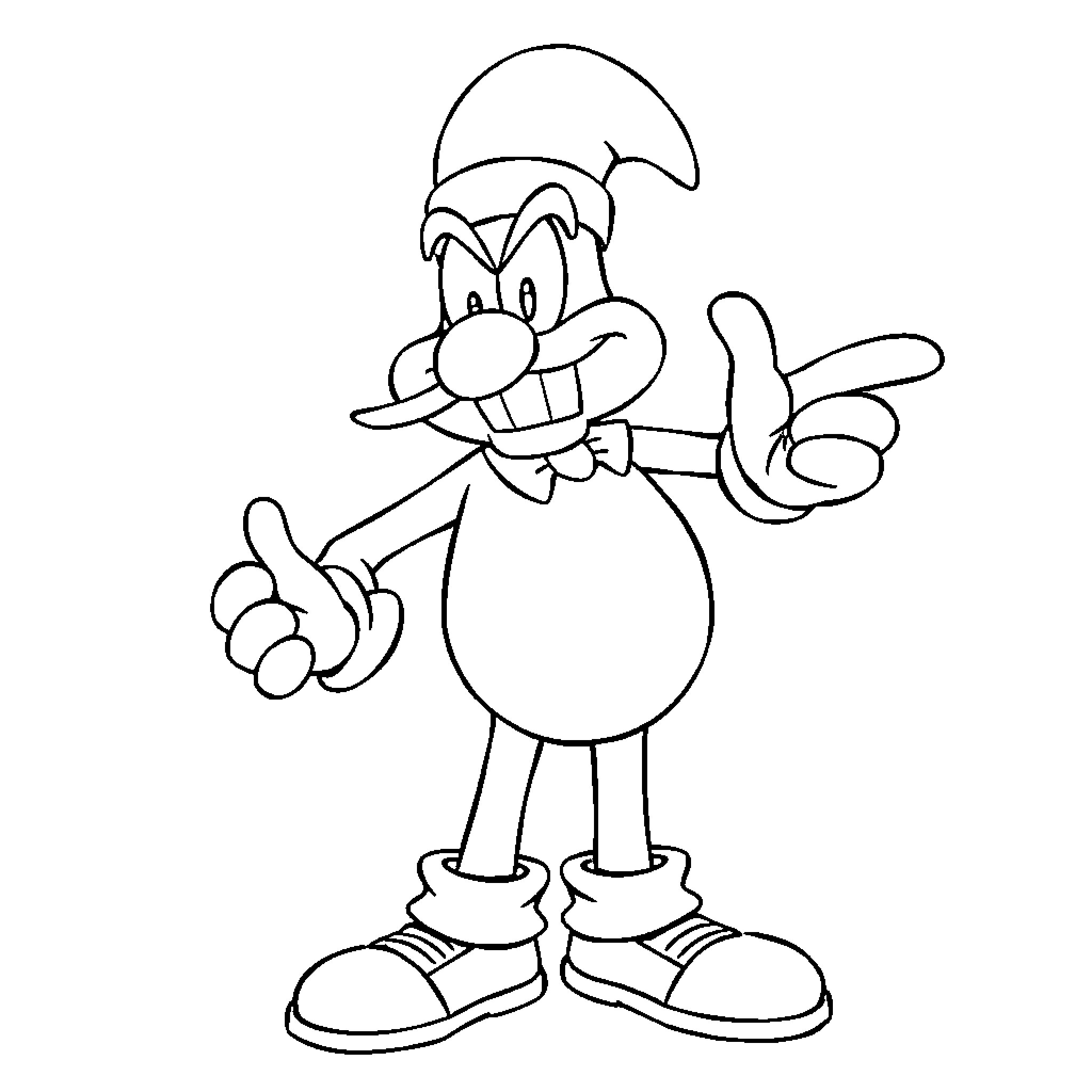 Dr. Eggman in a silly pose with thumbs up Coloring Page (free black-and-white line drawing printable PDF for all, from beginners to advanced learners, including children, teens, adults, and seniors)