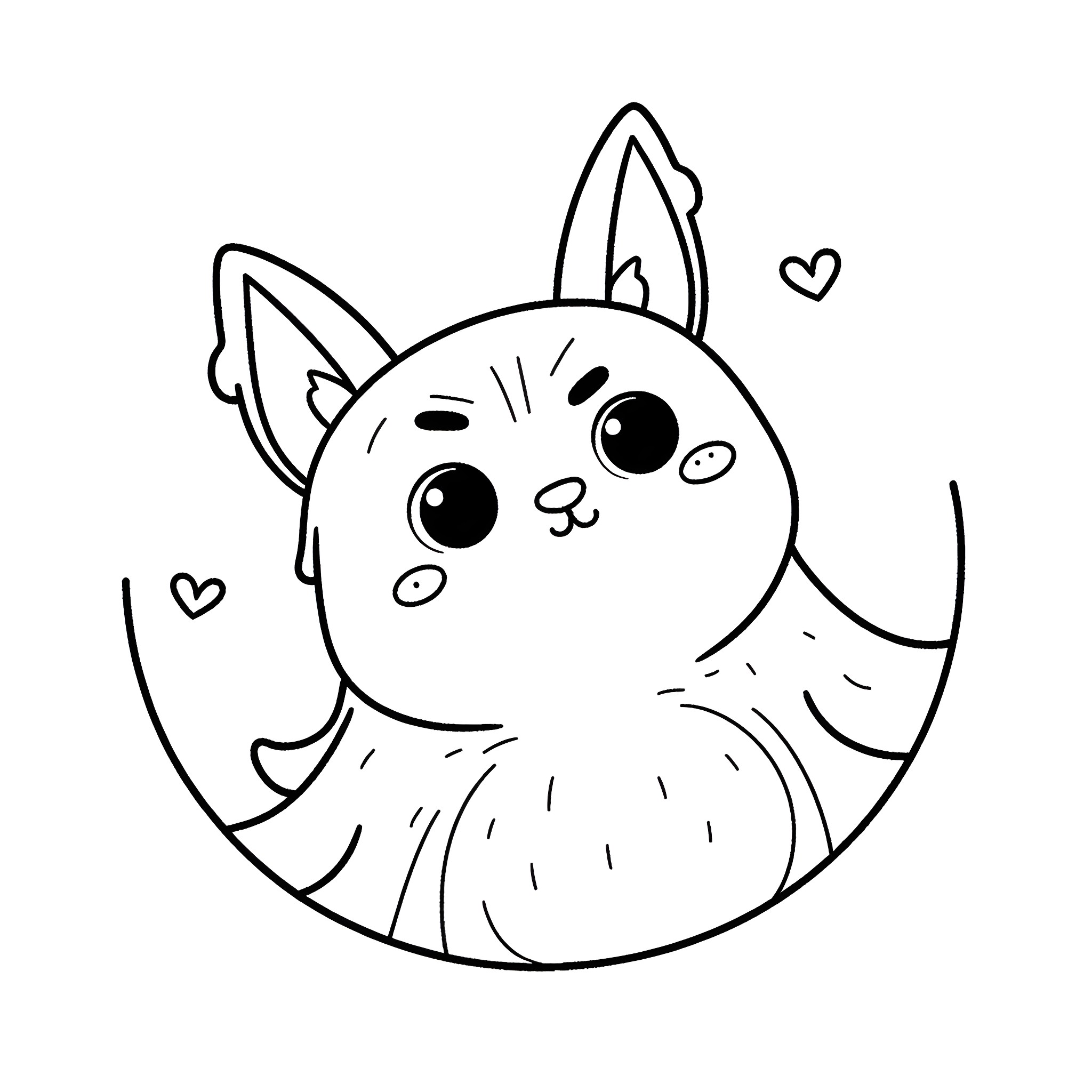 Angry Face Chihuahua Dog Looking Surprised Coloring Page (free black-and-white line drawing printable PDF for all, from beginners to advanced learners, including children, teens, adults, and seniors)