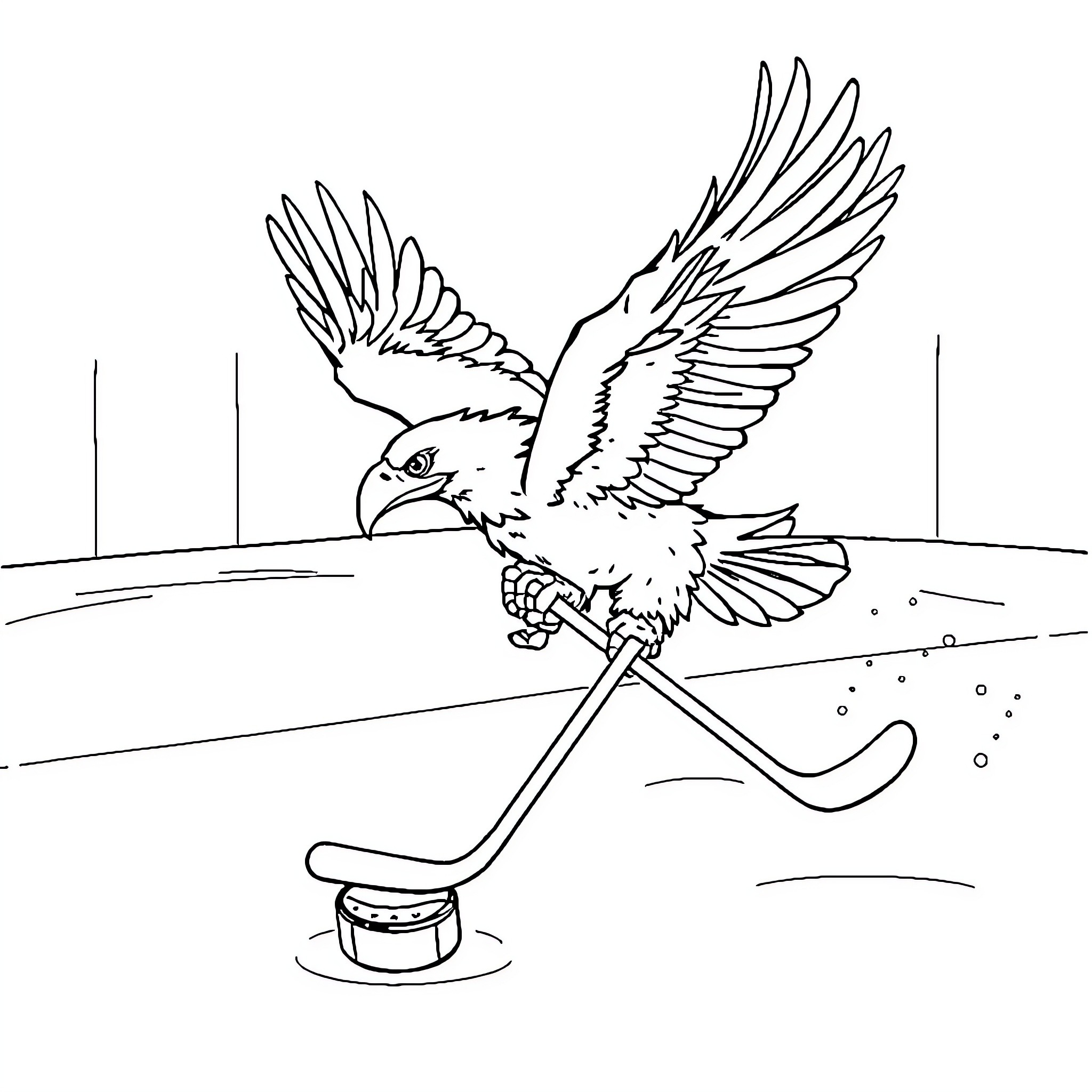 Eagle soaring with outstretched wings Coloring Page (free black-and-white line drawing printable PDF for all, from beginners to advanced learners, including children, teens, adults, and seniors)