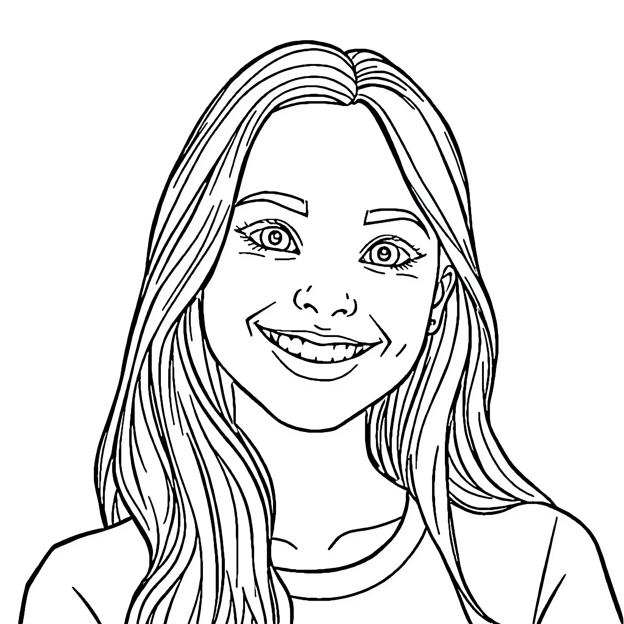 Katelyn's Joyful Expression Coloring Page (free black-and-white line drawing printable PDF for all, from beginners to advanced learners, including children, teens, adults, and seniors)