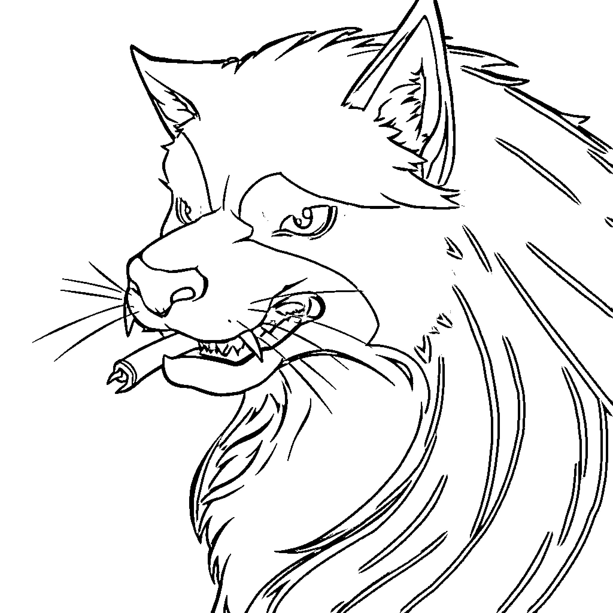 Nezuko in fierce expression Coloring Page (free black-and-white line drawing printable PDF for all, from beginners to advanced learners, including children, teens, adults, and seniors)