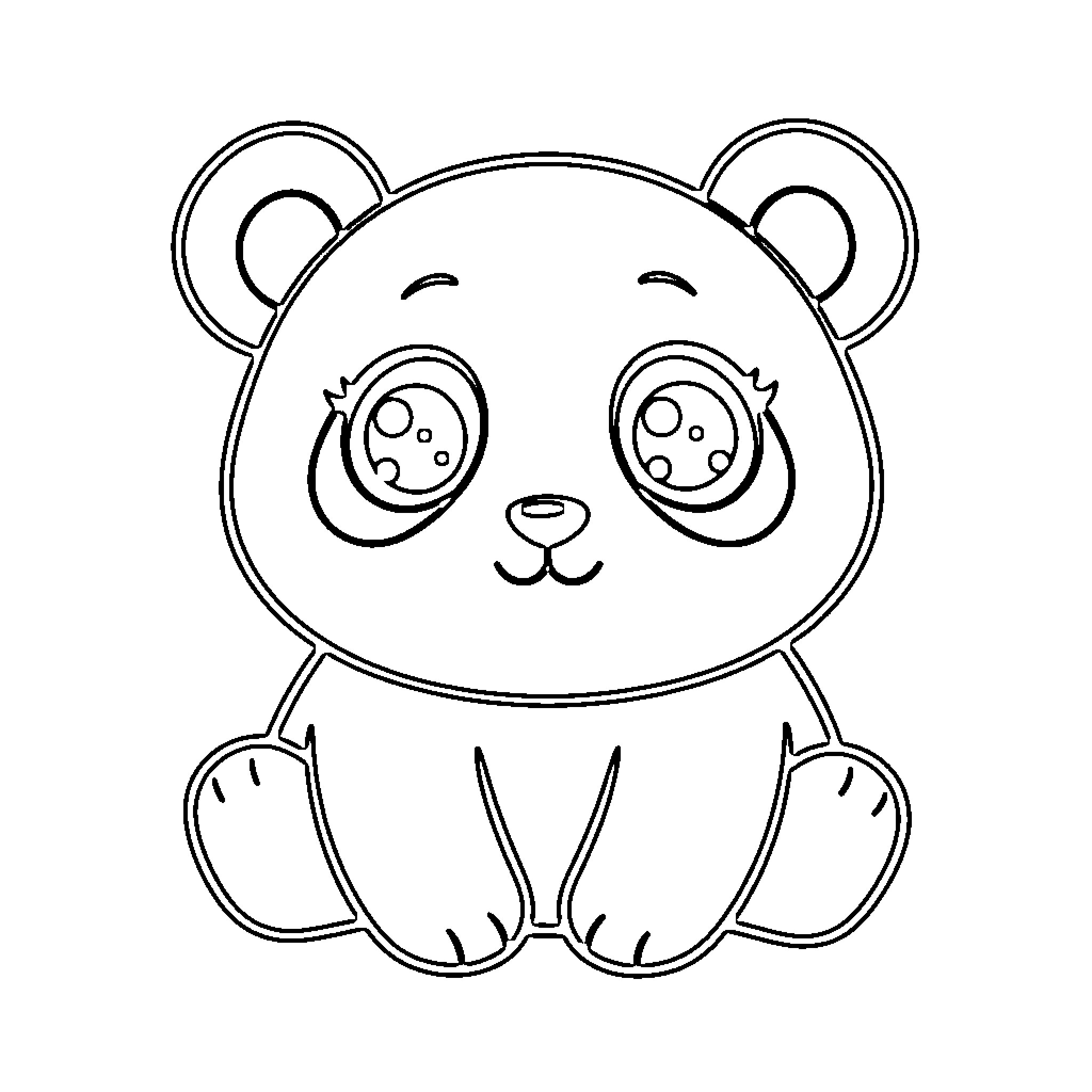 Panda cub with adorable expression Coloring Page (free black-and-white line drawing printable PDF for all, from beginners to advanced learners, including children, teens, adults, and seniors)