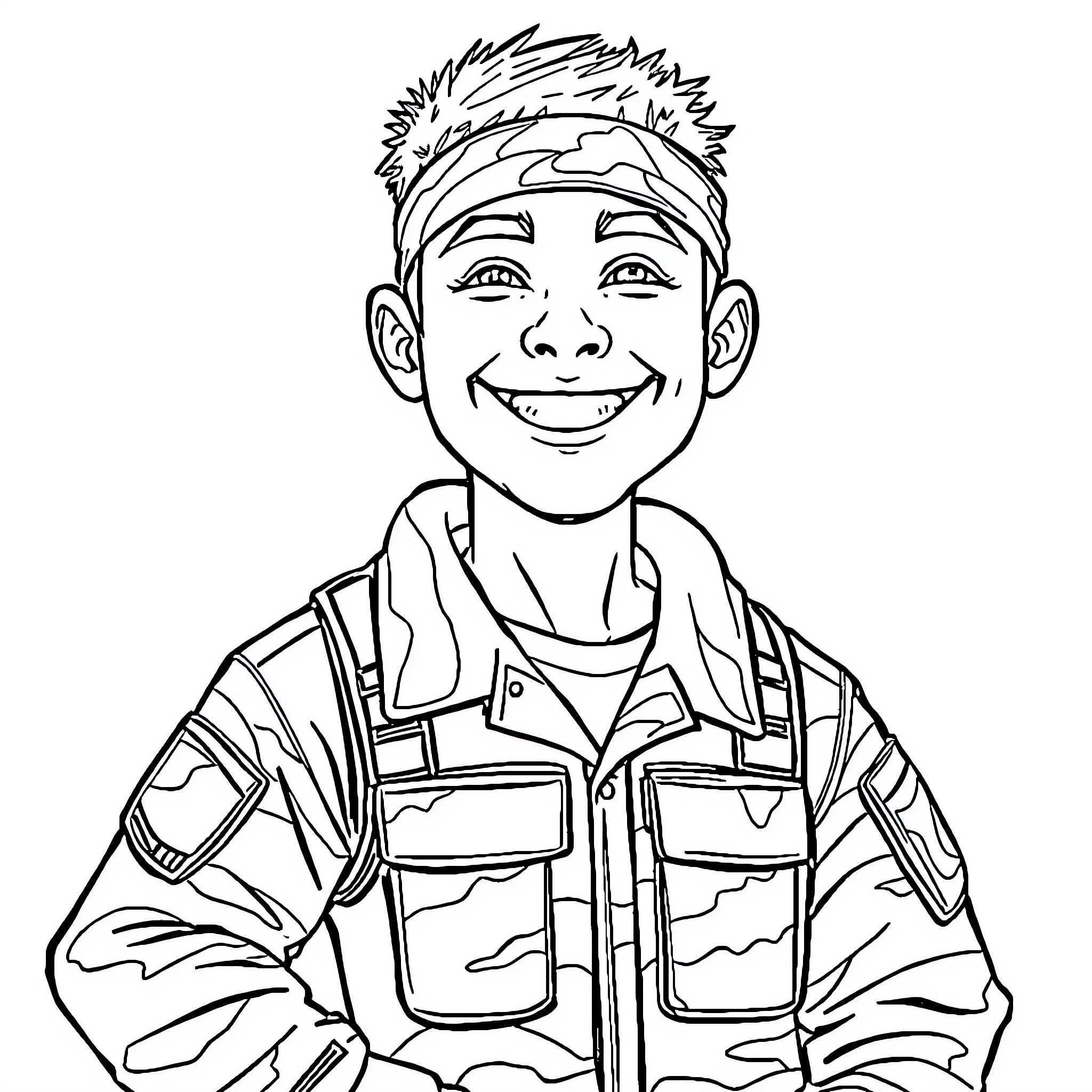 Mikey's Adventurous Explorations Coloring Page (free black-and-white line drawing printable PDF for all, from beginners to advanced learners, including children, teens, adults, and seniors)