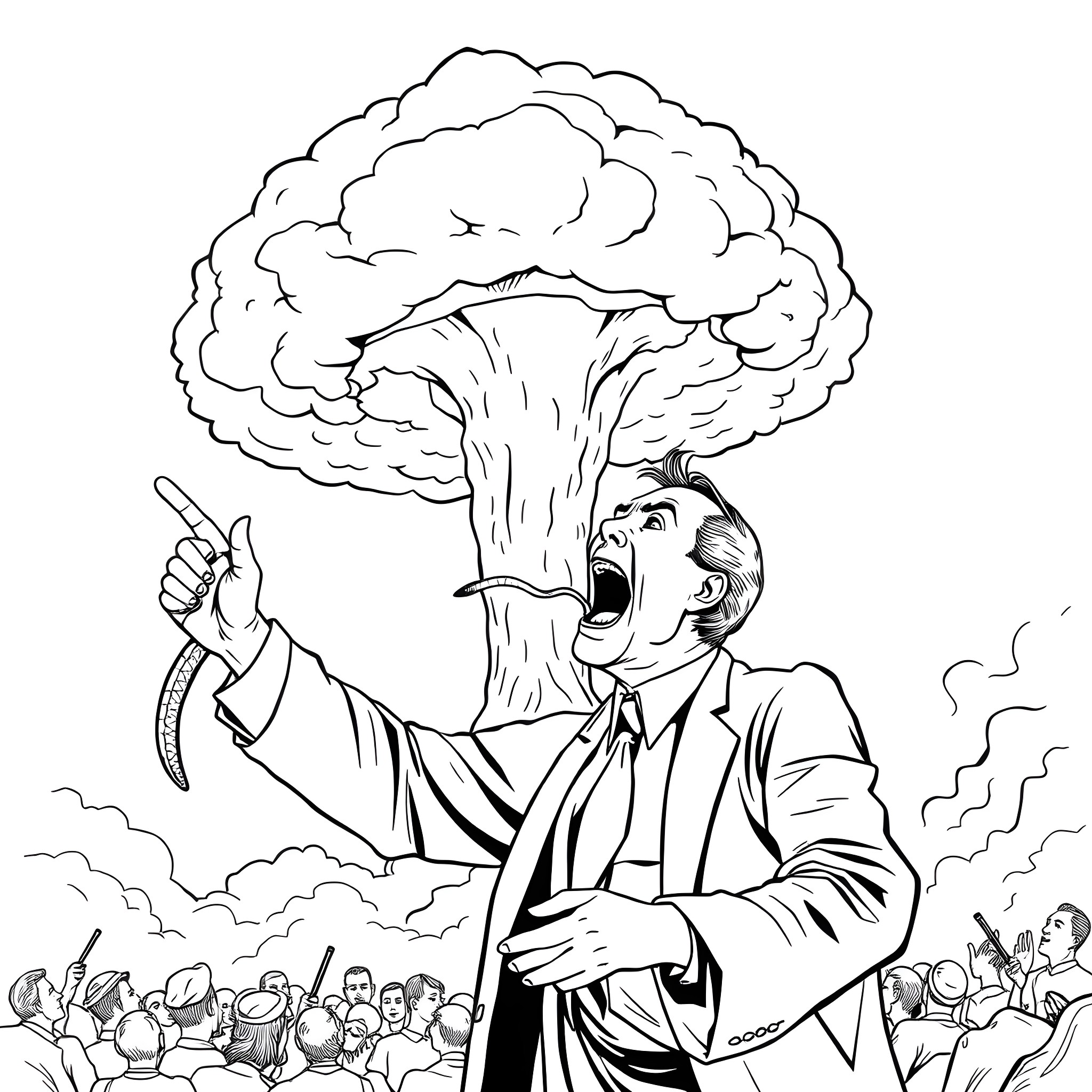 Snake Charmer Captivating Crowd with Hypnotic Motions Coloring Page (free black-and-white line drawing printable PDF for all, from beginners to advanced learners, including children, teens, adults, and seniors)