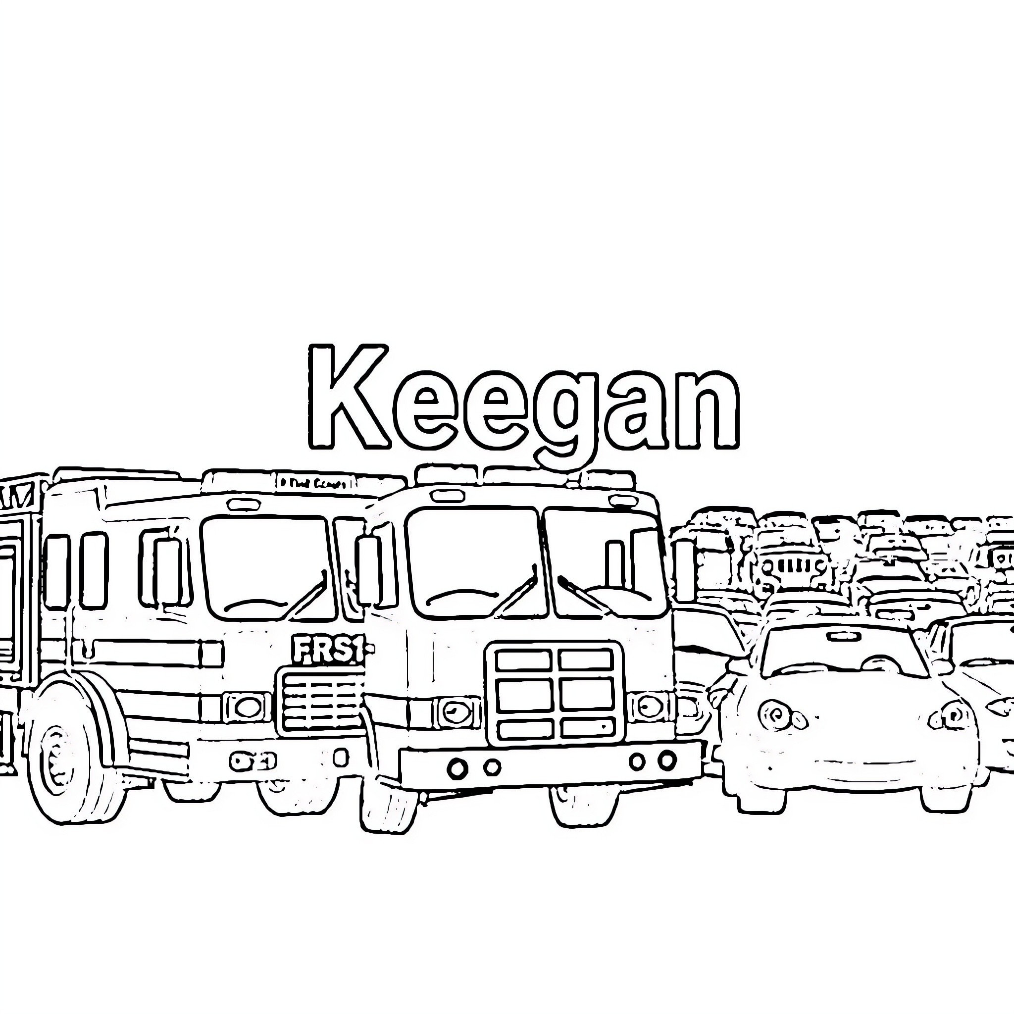 Firetruck rushing to an emergency scene Coloring Page (free black-and-white line drawing printable PDF for all, from beginners to advanced learners, including children, teens, adults, and seniors)