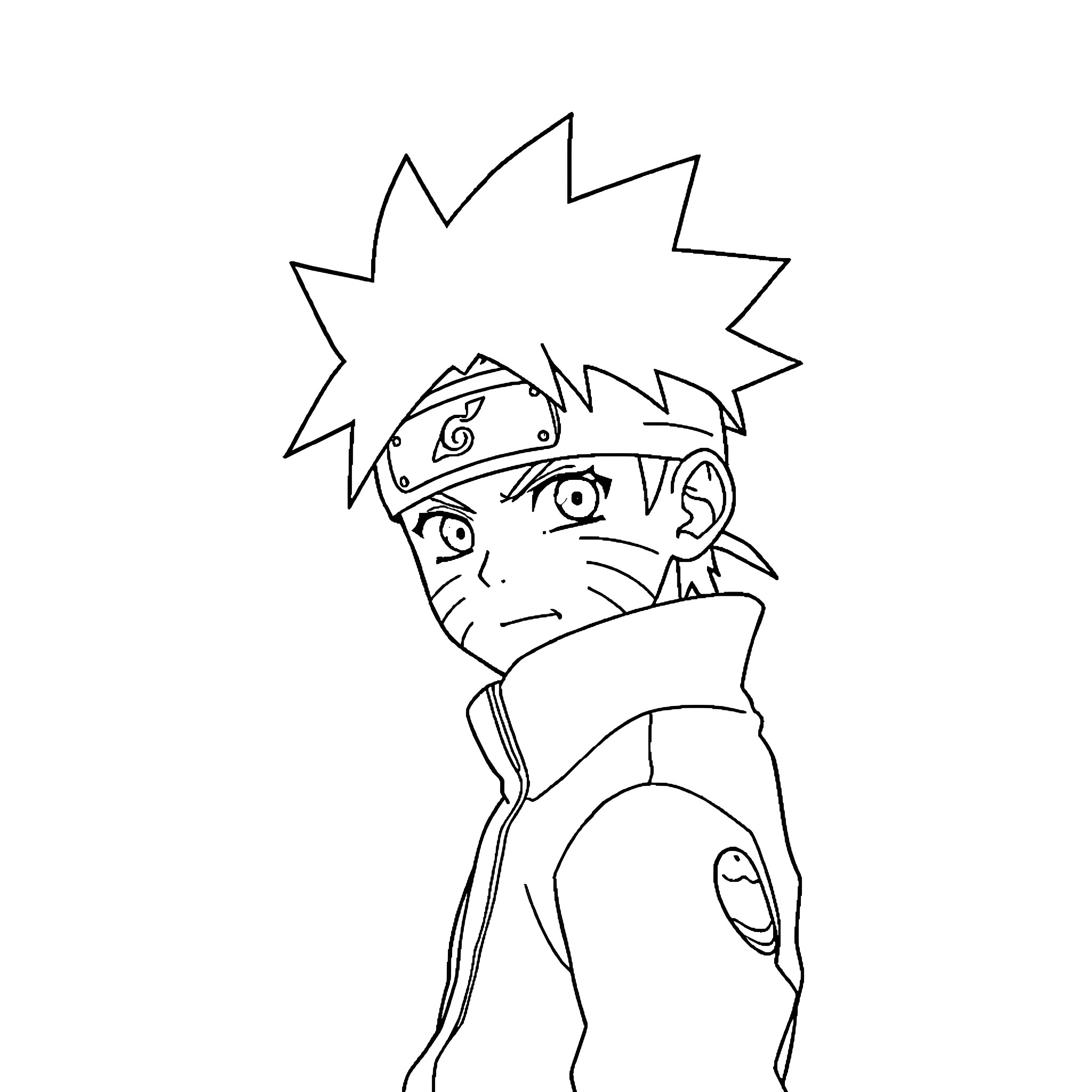 Naruto character in action pose Coloring Page (free black-and-white line drawing printable PDF for all, from beginners to advanced learners, including children, teens, adults, and seniors)