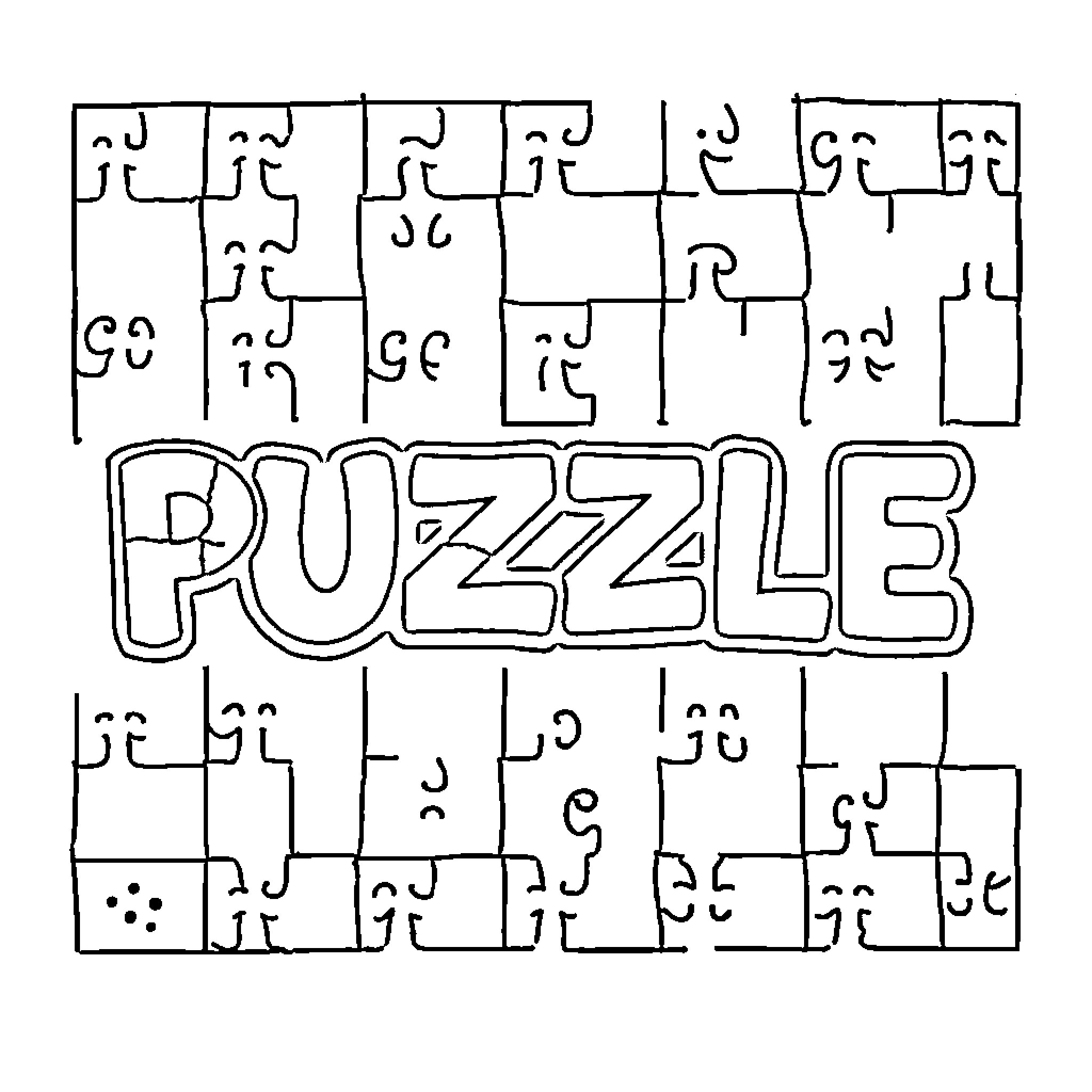 Puzzle of abstract shapes and patterns Coloring Page (free black-and-white line drawing printable PDF for all, from beginners to advanced learners, including children, teens, adults, and seniors)