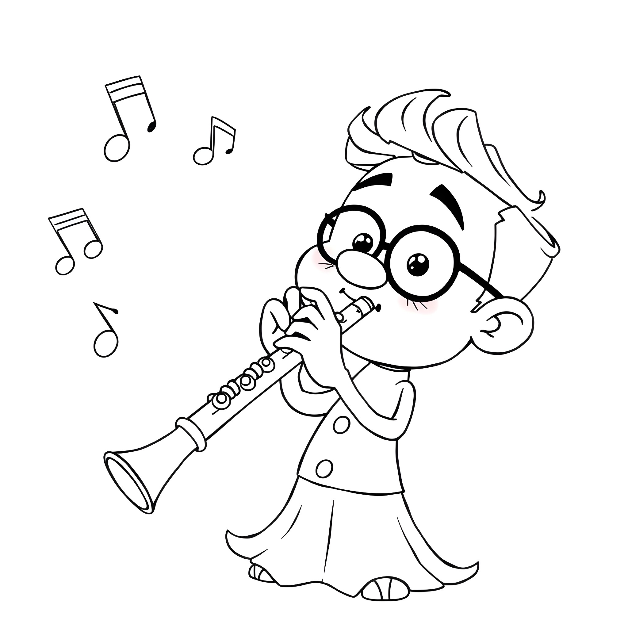 Butt playing music with excitement Coloring Page (free black-and-white line drawing printable PDF for all, from beginners to advanced learners, including children, teens, adults, and seniors)