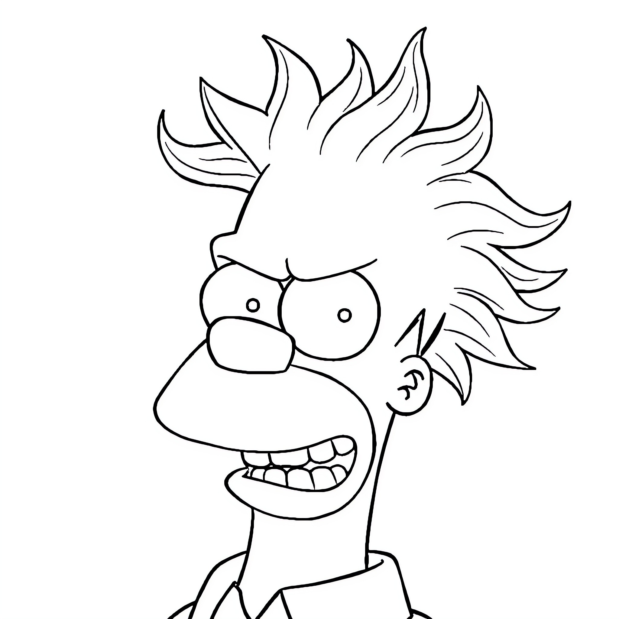 Homer Simpson making a silly face Coloring Page (free black-and-white line drawing printable PDF for all, from beginners to advanced learners, including children, teens, adults, and seniors)