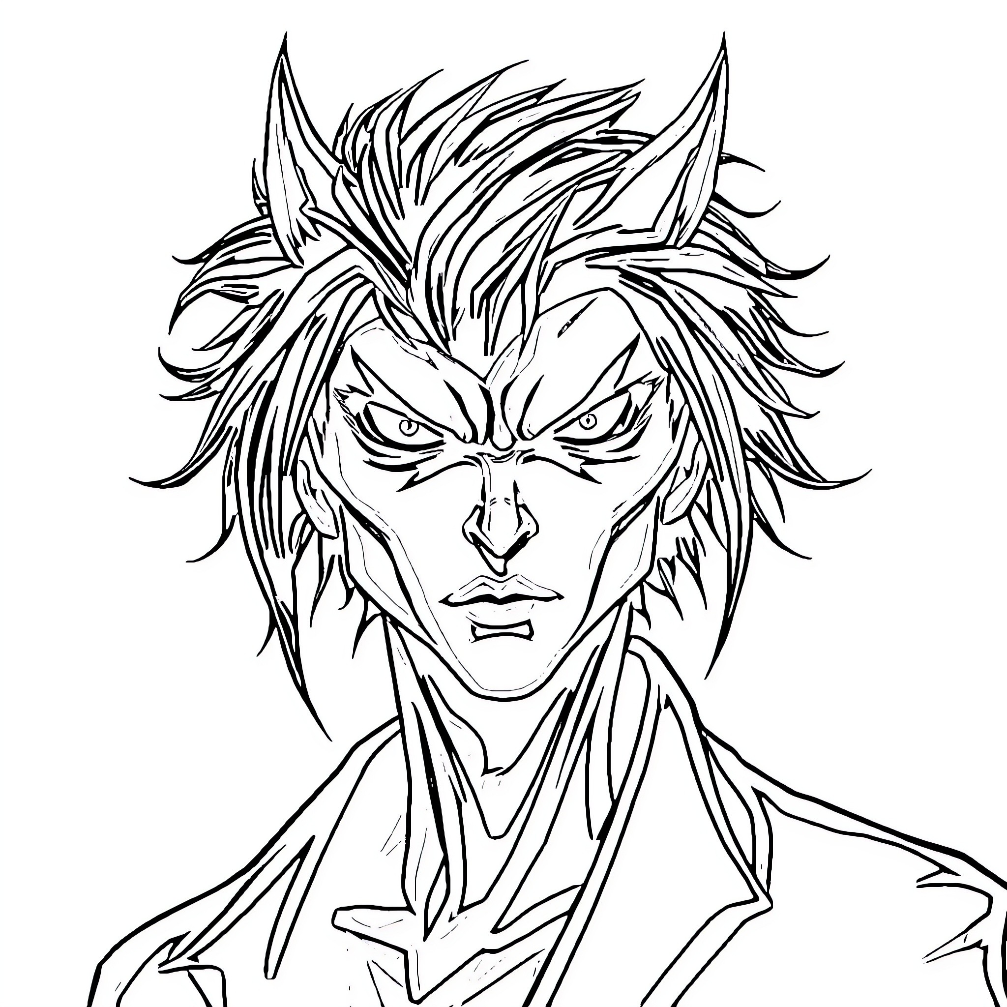 Sonique's Intense Anime-Style Portrayal Coloring Page (free black-and-white line drawing printable PDF for all, from beginners to advanced learners, including children, teens, adults, and seniors)