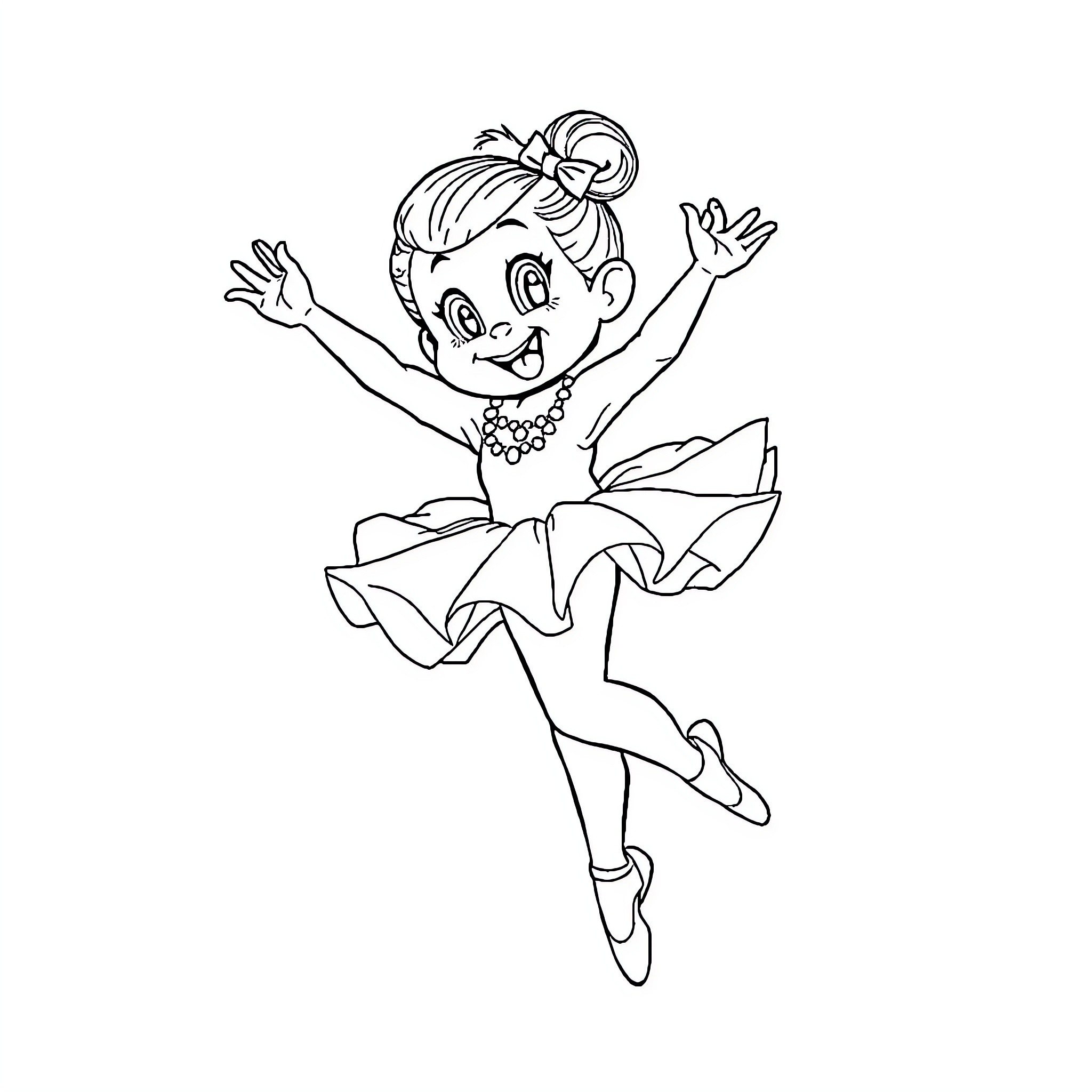 Bang Chan's Joyful Ballerina Leap Coloring Page (free black-and-white line drawing printable PDF for all, from beginners to advanced learners, including children, teens, adults, and seniors)