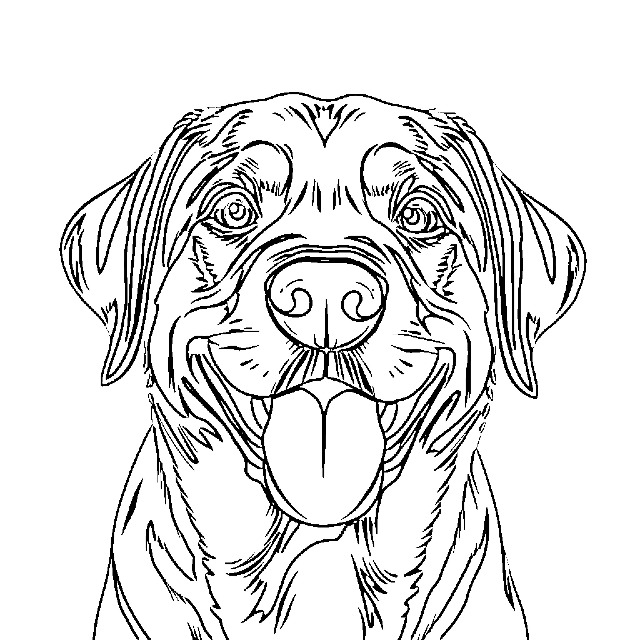 Labrador dog with a friendly expression Coloring Page (free black-and-white line drawing printable PDF for all, from beginners to advanced learners, including children, teens, adults, and seniors)