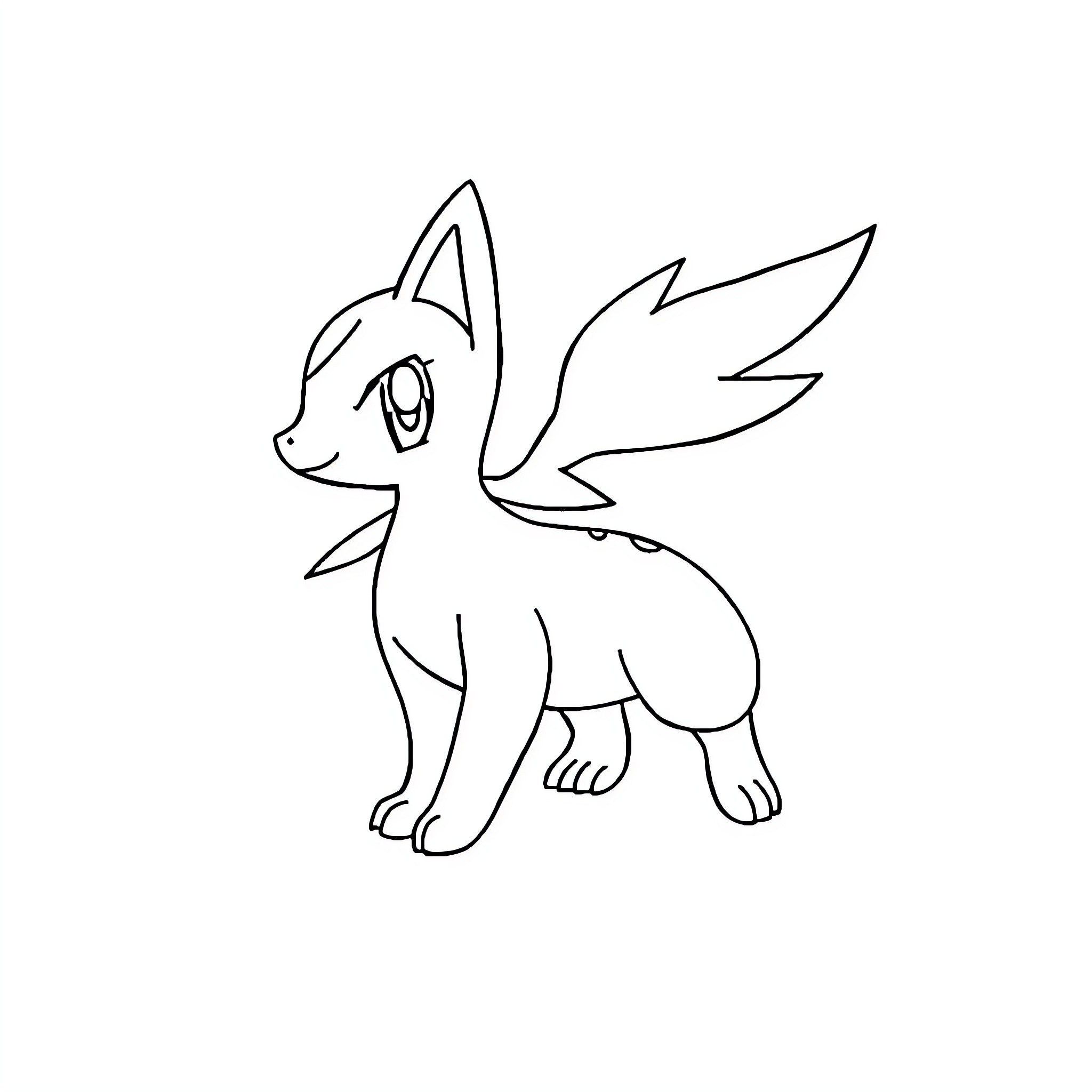 Growlite: Winged creature in simple outline Coloring Page (free black-and-white line drawing printable PDF for all, from beginners to advanced learners, including children, teens, adults, and seniors)