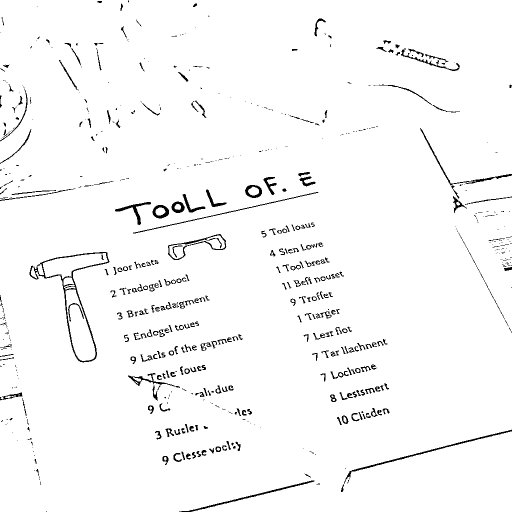Tool of Garment Parts and Construction Coloring Page (free black-and-white line drawing printable PDF for all, from beginners to advanced learners, including children, teens, adults, and seniors)