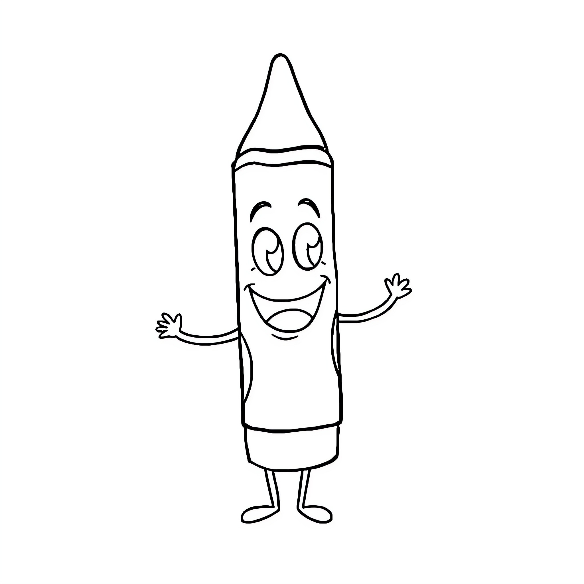 Crayon character happily greeting Coloring Page (free black-and-white line drawing printable PDF for all, from beginners to advanced learners, including children, teens, adults, and seniors)
