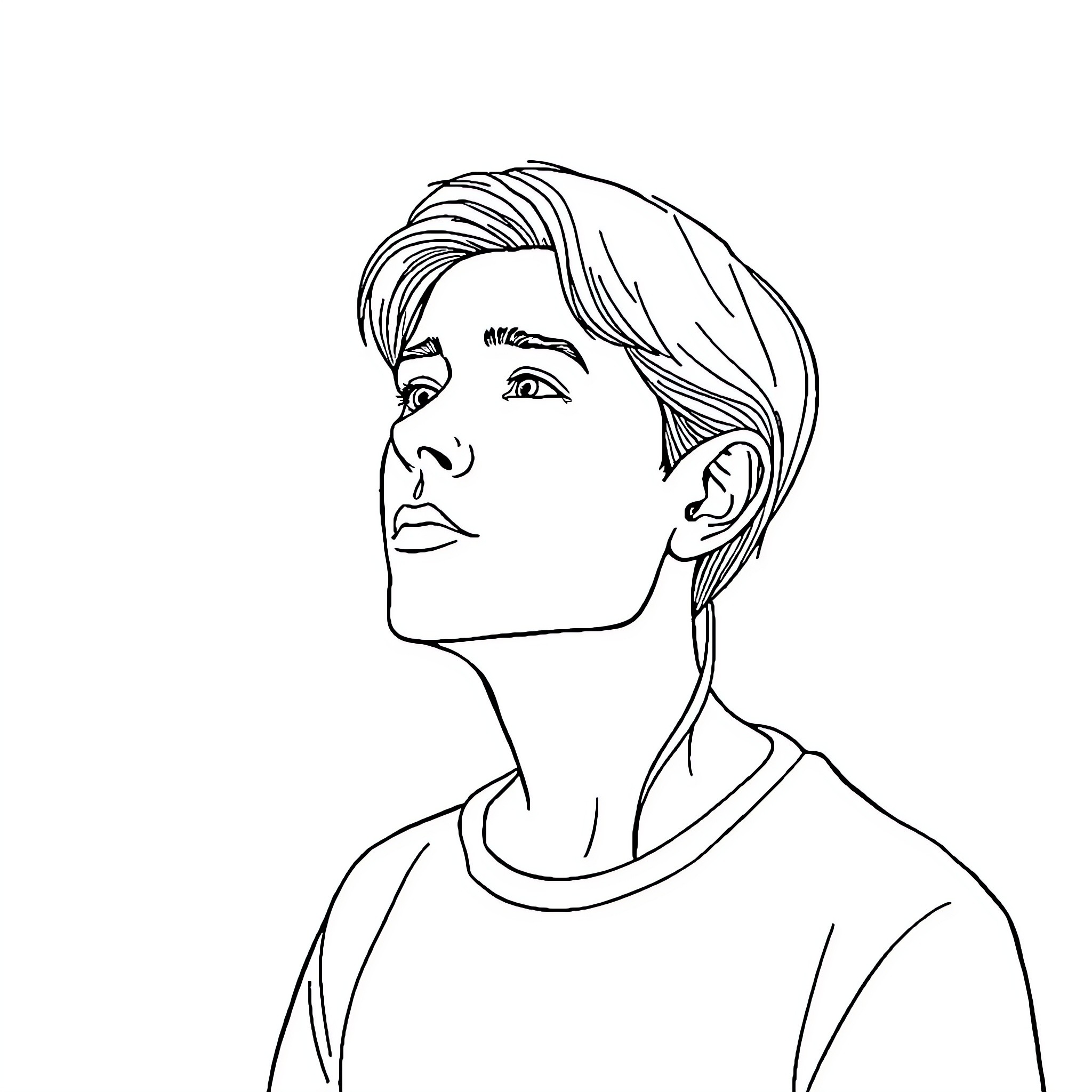 Deaf person expressing emotion through facial gestures Coloring Page (free black-and-white line drawing printable PDF for all, from beginners to advanced learners, including children, teens, adults, and seniors)