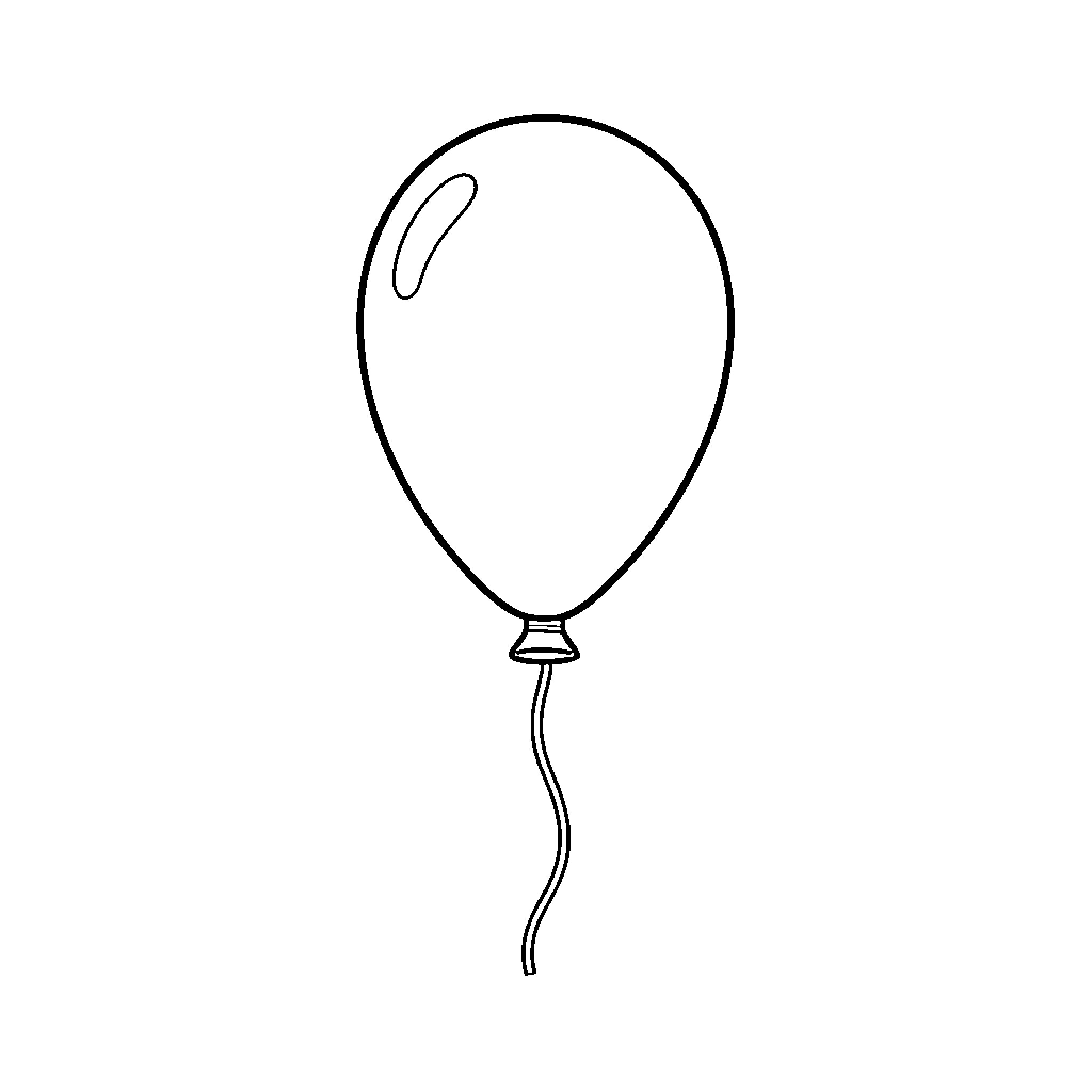 Balloon floating upwards with a thin string Coloring Page (free black-and-white line drawing printable PDF for all, from beginners to advanced learners, including children, teens, adults, and seniors)