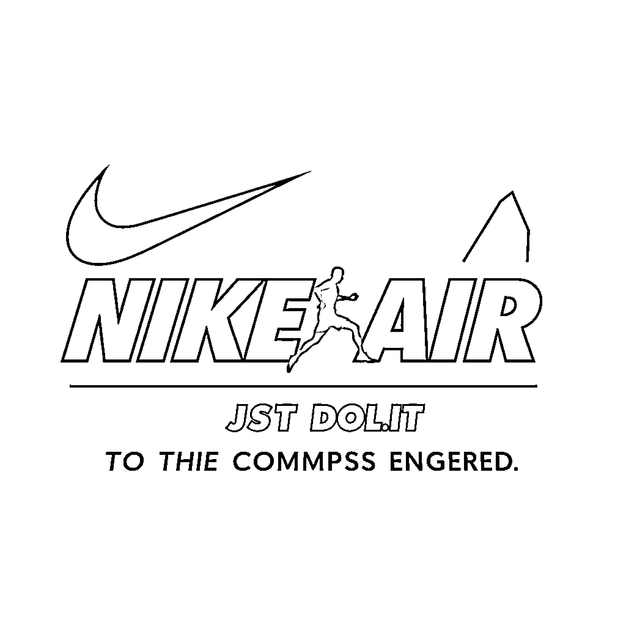 Nike Air Athlete Running Illustration Coloring Page (free black-and-white line drawing printable PDF for all, from beginners to advanced learners, including children, teens, adults, and seniors)