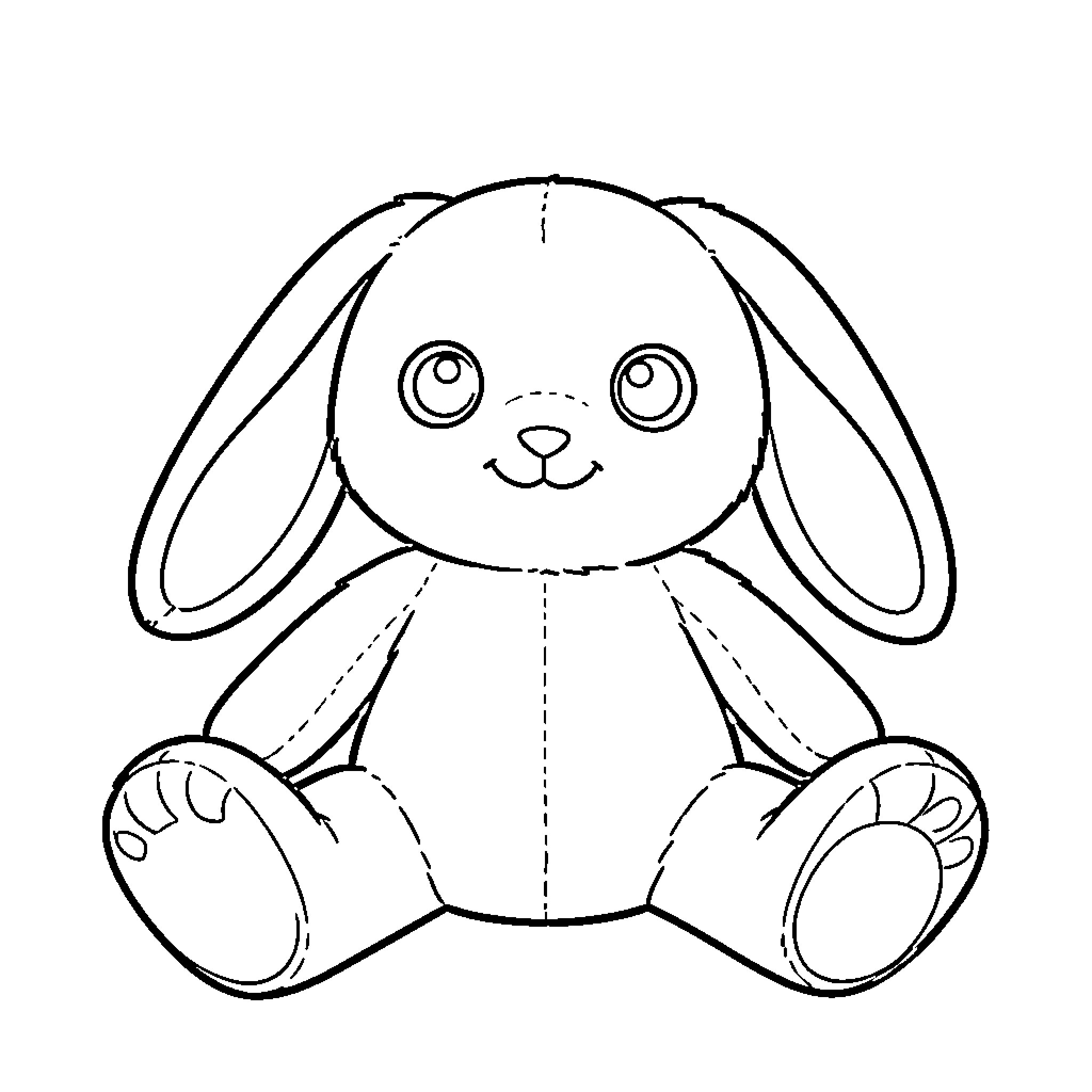 Jelly Cat plush toy in simple outline Coloring Page (free black-and-white line drawing printable PDF for all, from beginners to advanced learners, including children, teens, adults, and seniors)