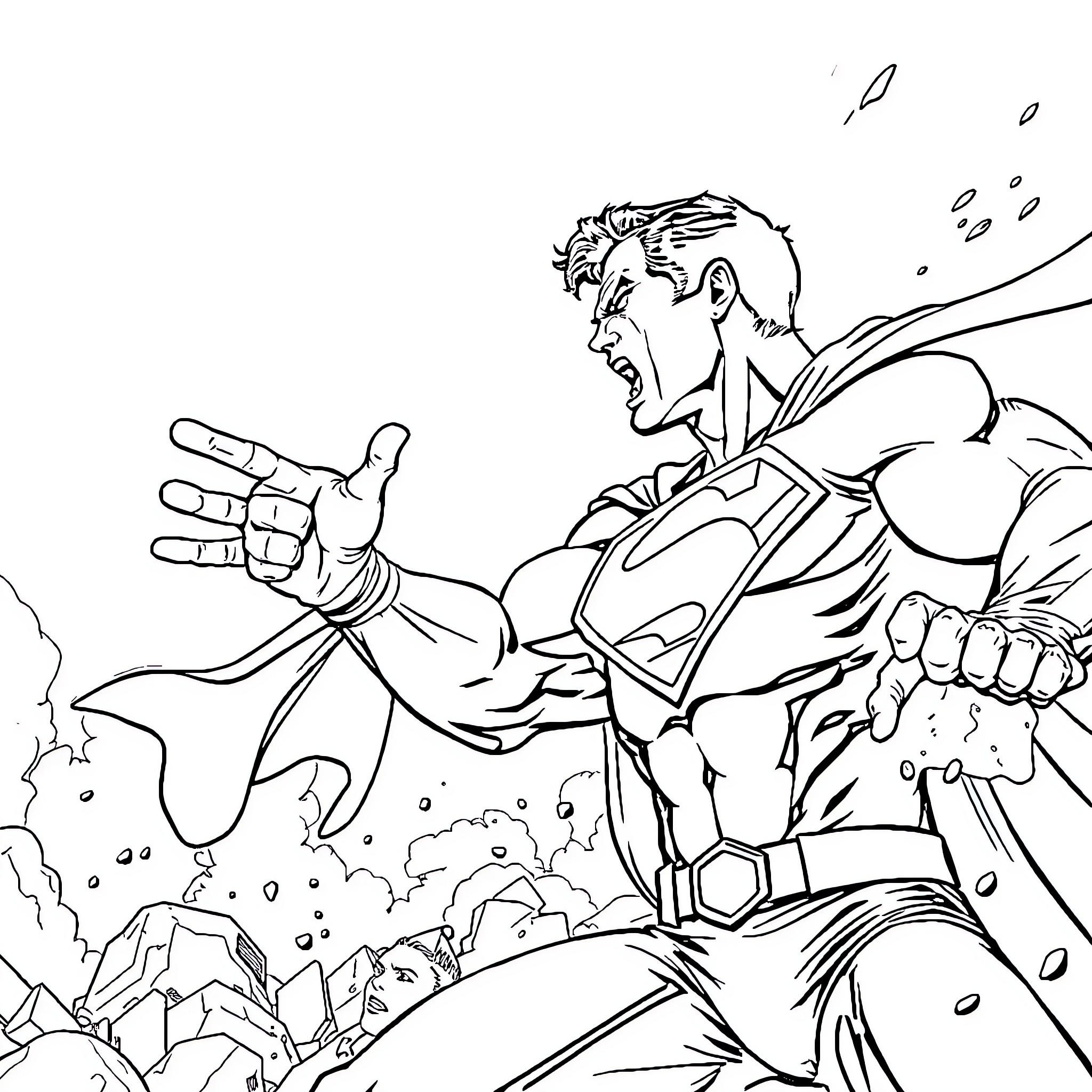 Songo's Heroic Battle Coloring Page (free black-and-white line drawing printable PDF for all, from beginners to advanced learners, including children, teens, adults, and seniors)