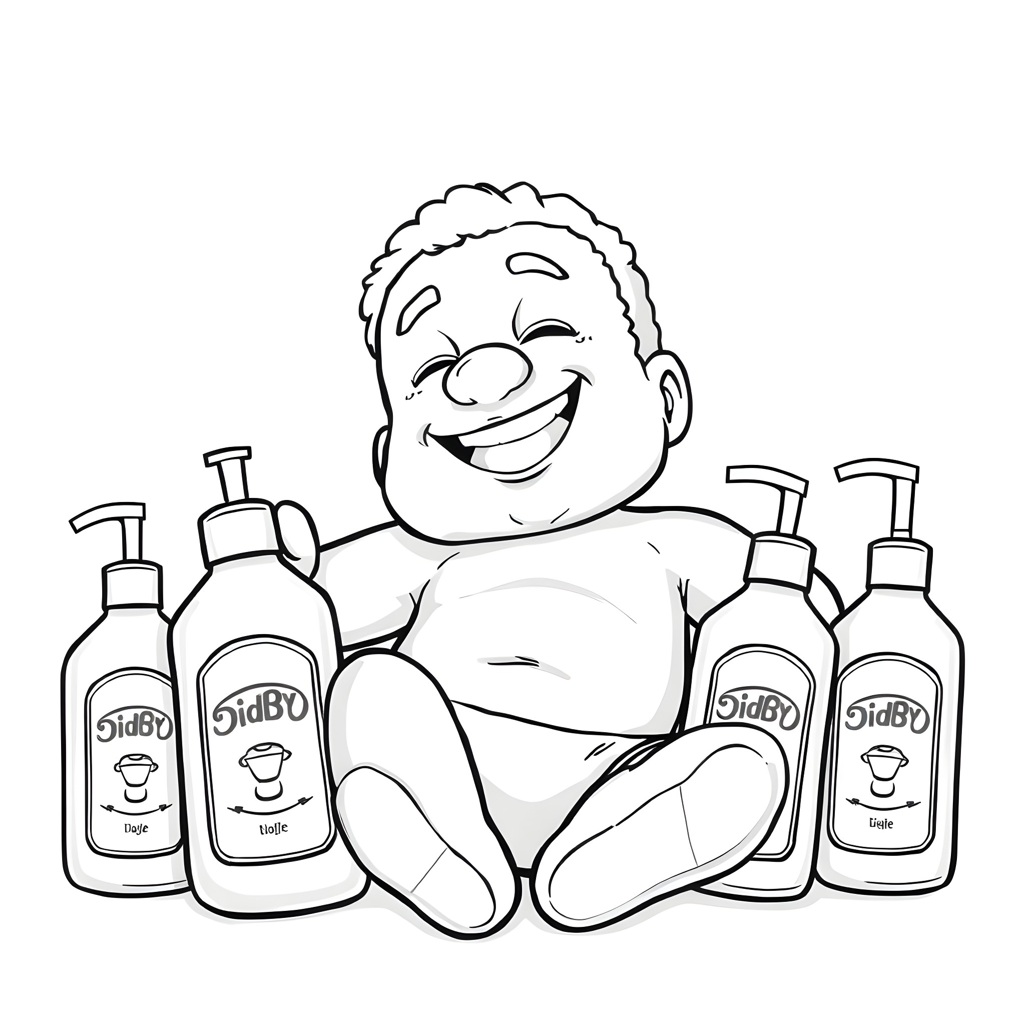 Diddy enjoying his self-care routine Coloring Page (free black-and-white line drawing printable PDF for all, from beginners to advanced learners, including children, teens, adults, and seniors)