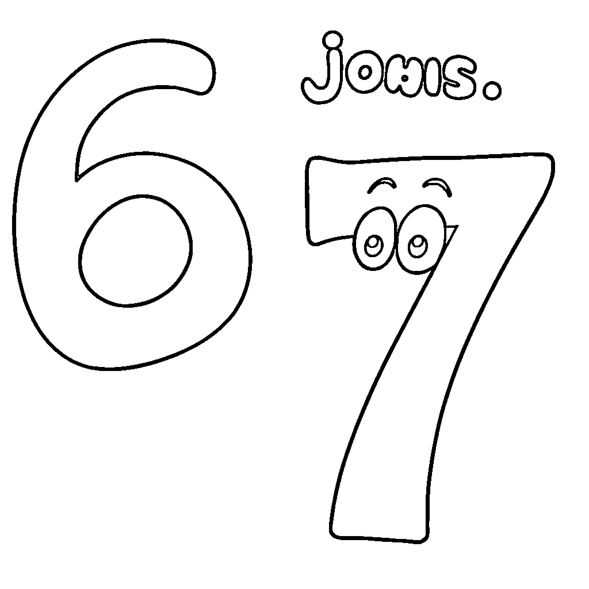 Meme with Funny Cartoon Numbers and Text Coloring Page (free black-and-white line drawing printable PDF for all, from beginners to advanced learners, including children, teens, adults, and seniors)