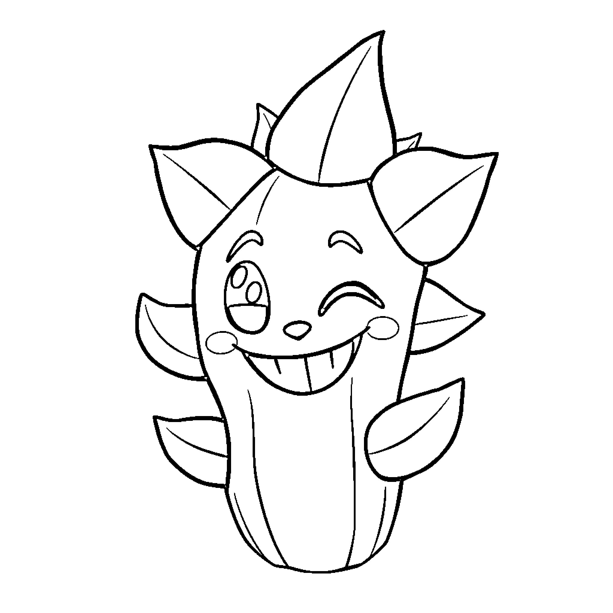 Spike's Happy Cartoon Creature Coloring Page (free black-and-white line drawing printable PDF for all, from beginners to advanced learners, including children, teens, adults, and seniors)