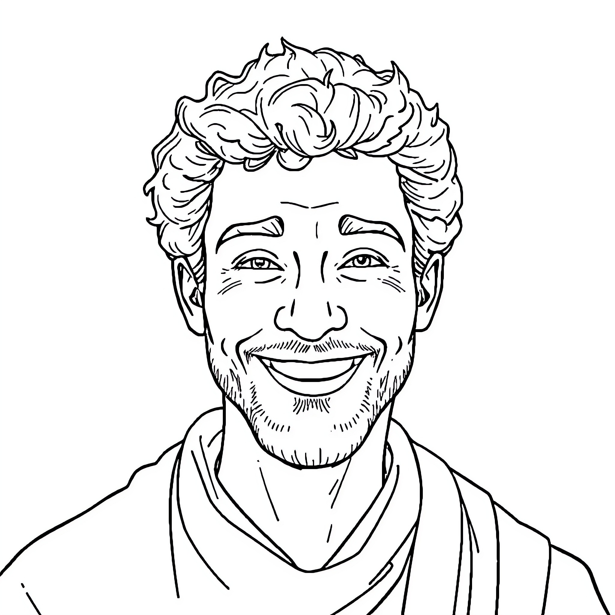 Joseph's Cheerful Demeanor and Stylish Attire Coloring Page (free black-and-white line drawing printable PDF for all, from beginners to advanced learners, including children, teens, adults, and seniors)