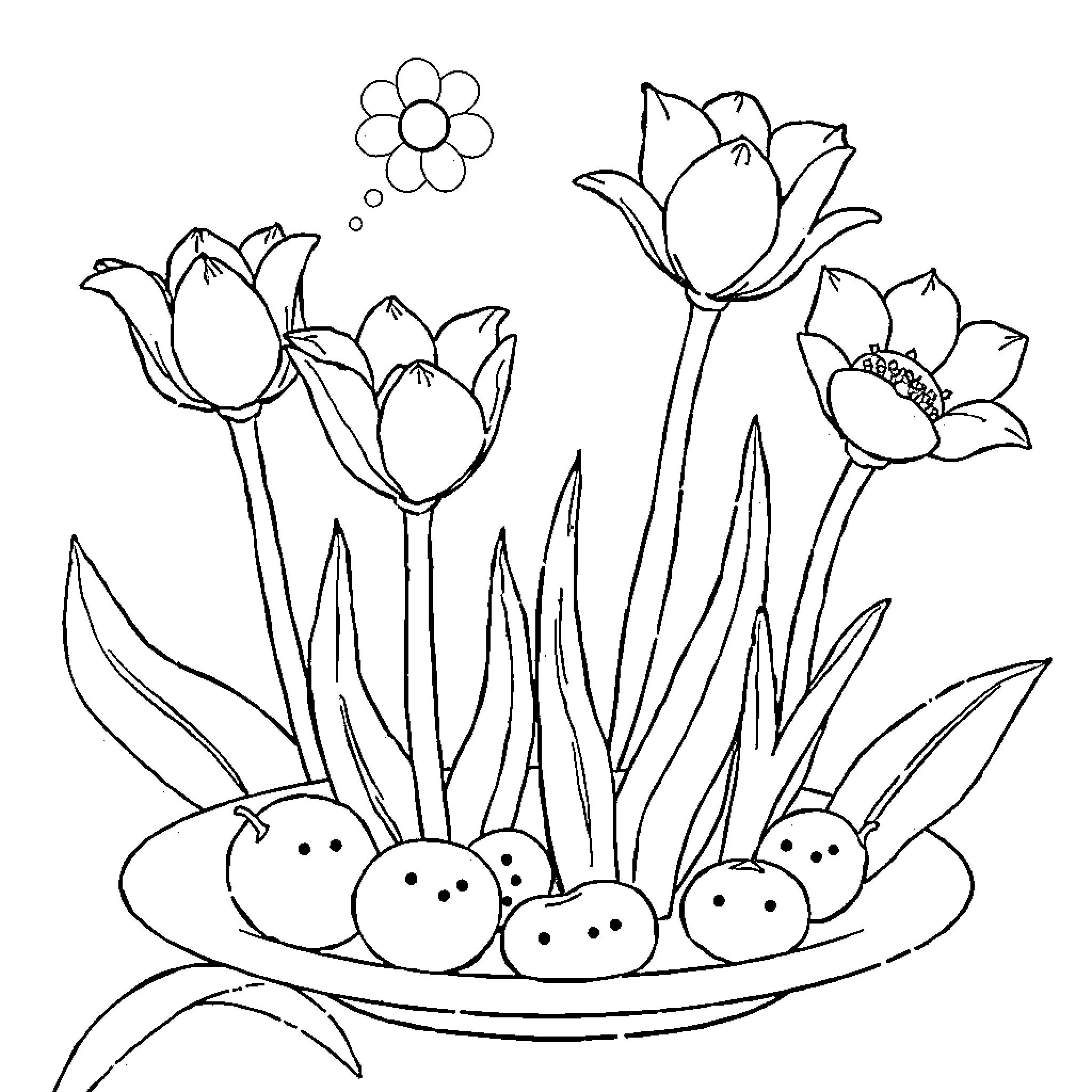 Pepino's Floral Delight Coloring Page (free black-and-white line drawing printable PDF for all, from beginners to advanced learners, including children, teens, adults, and seniors)