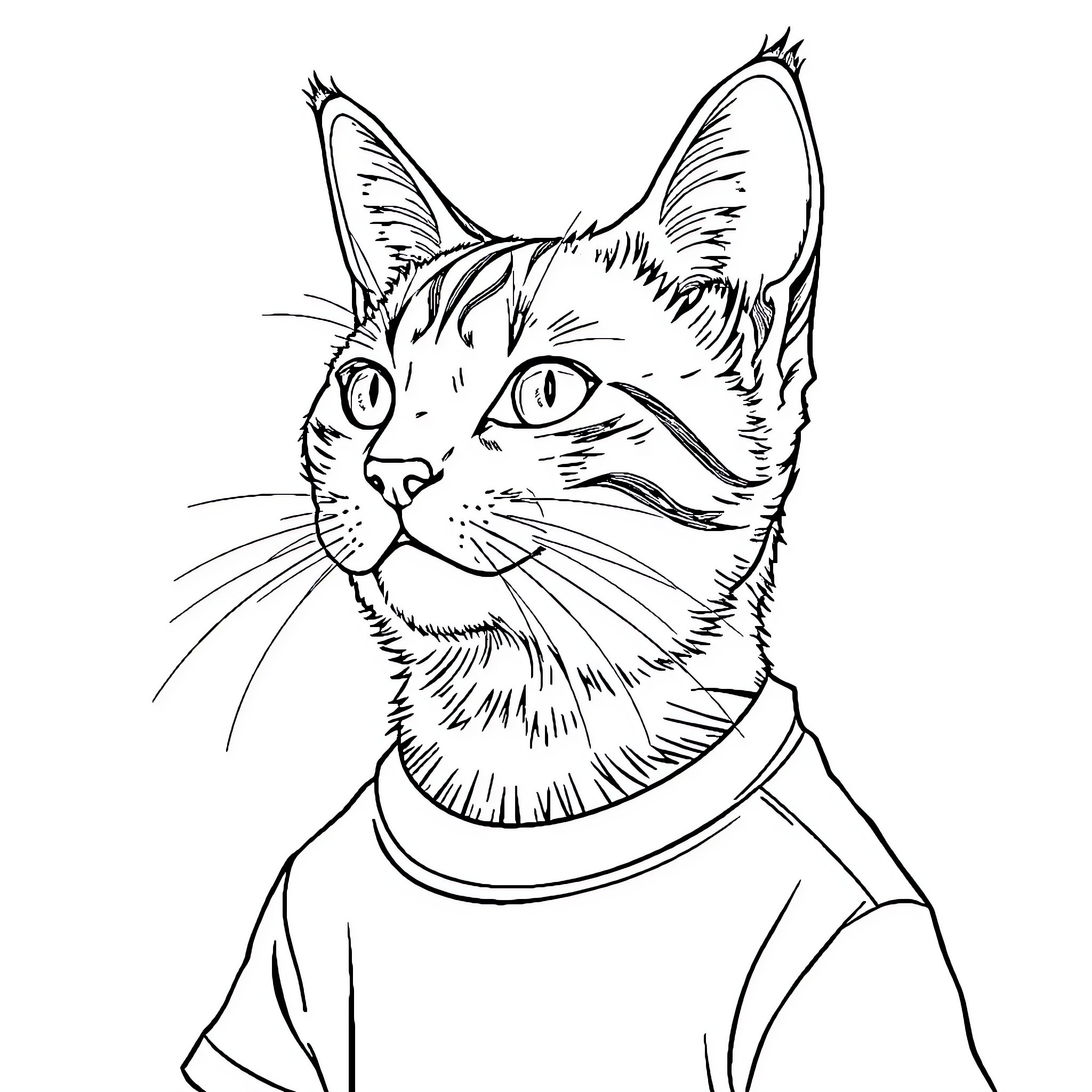 Gato dressed up in stylish apparel Coloring Page (free black-and-white line drawing printable PDF for all, from beginners to advanced learners, including children, teens, adults, and seniors)