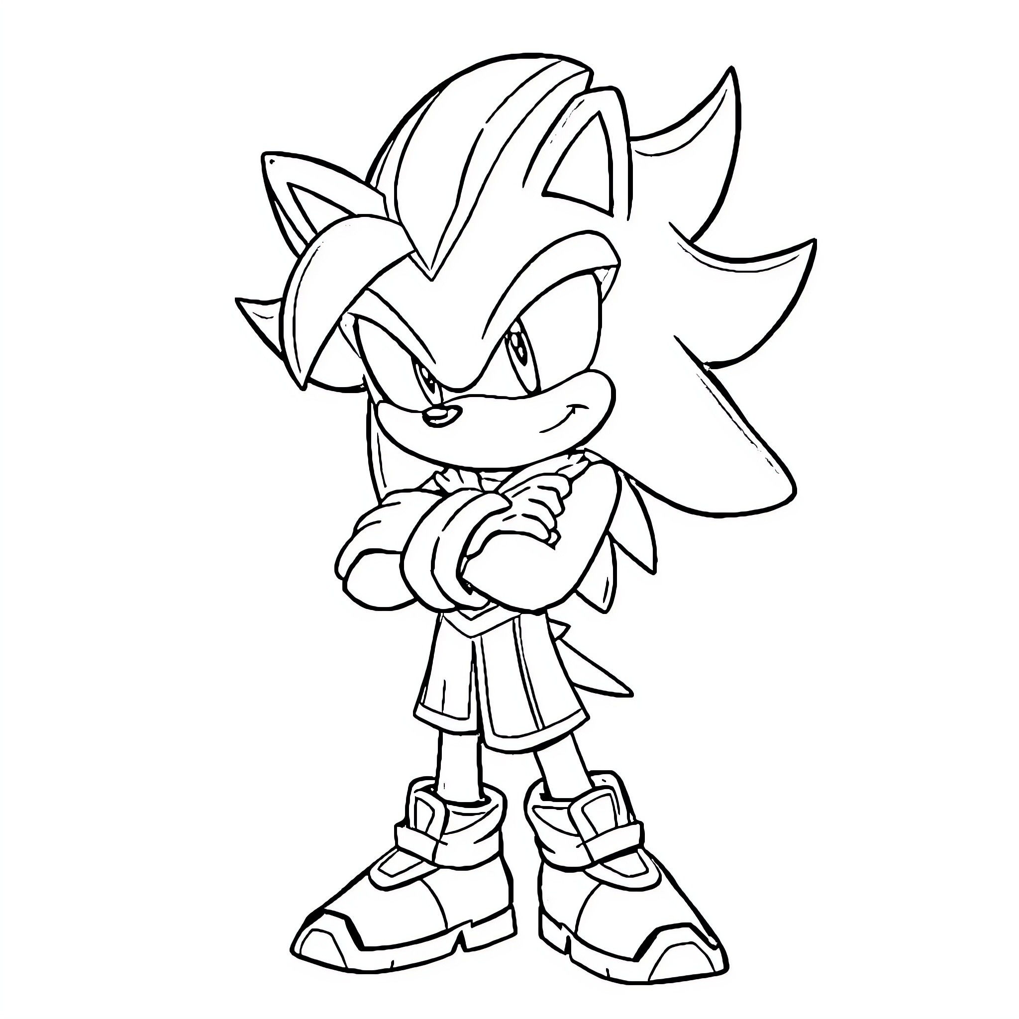 Shadow Posing Playfully Coloring Page (free black-and-white line drawing printable PDF for all, from beginners to advanced learners, including children, teens, adults, and seniors)