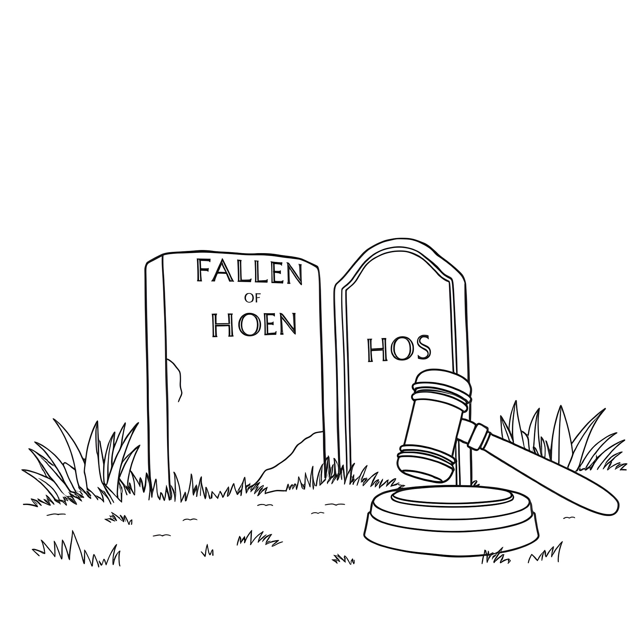 Tombstone of Fallen Hoen Hos Coloring Page (free black-and-white line drawing printable PDF for all, from beginners to advanced learners, including children, teens, adults, and seniors)