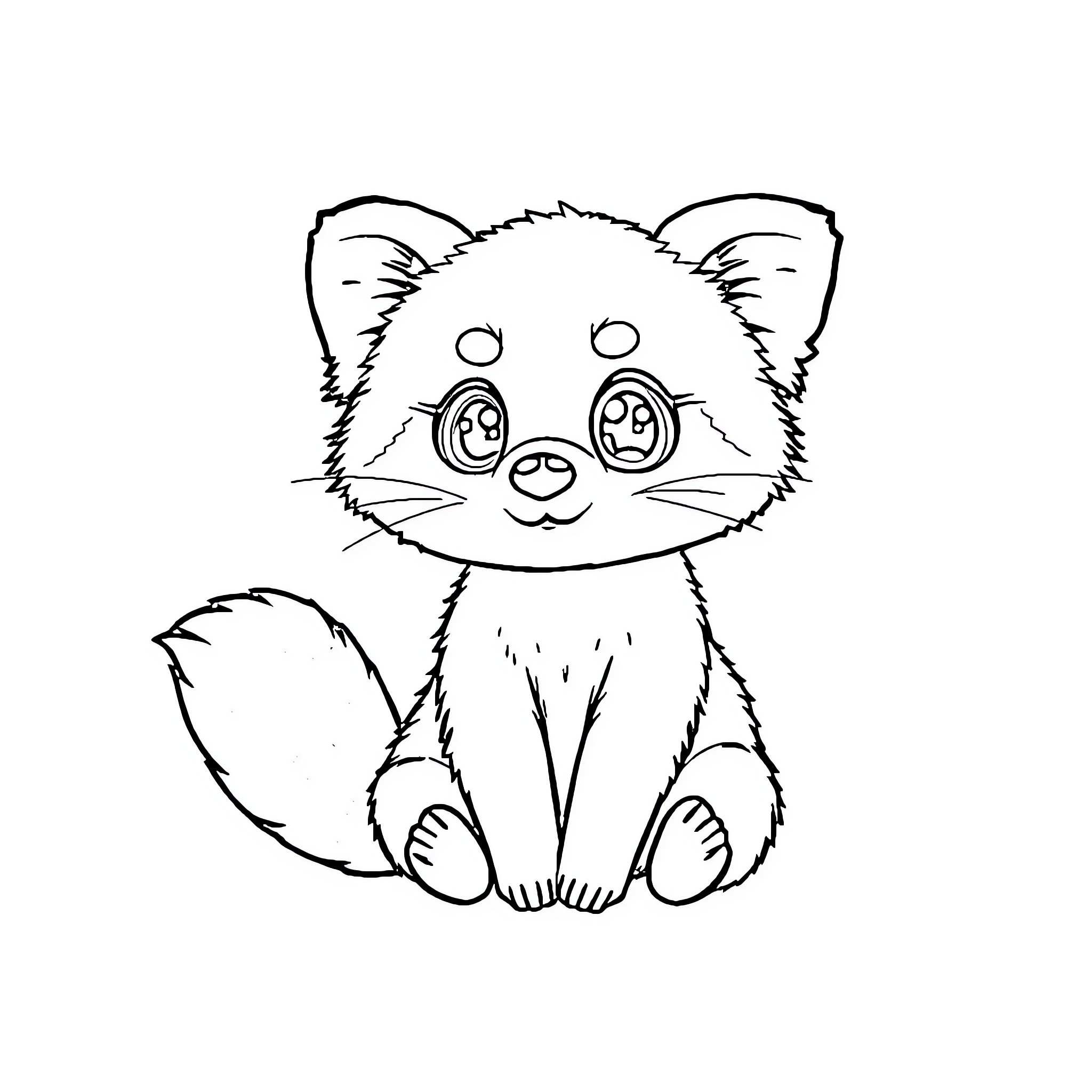 Red Panda sitting curiously Coloring Page (free black-and-white line drawing printable PDF for all, from beginners to advanced learners, including children, teens, adults, and seniors)