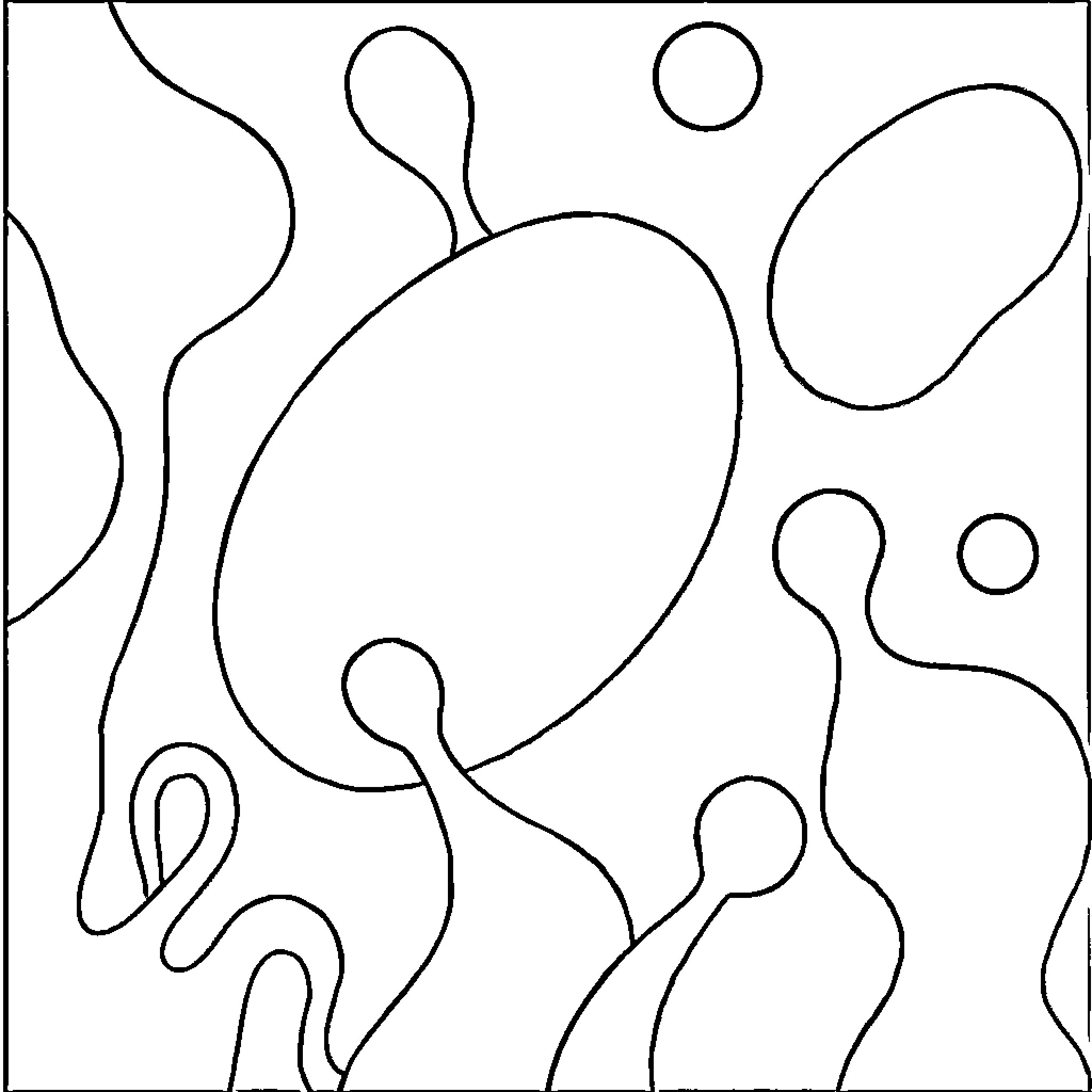 Painting of Abstract Organic Shapes Coloring Page (free black-and-white line drawing printable PDF for all, from beginners to advanced learners, including children, teens, adults, and seniors)