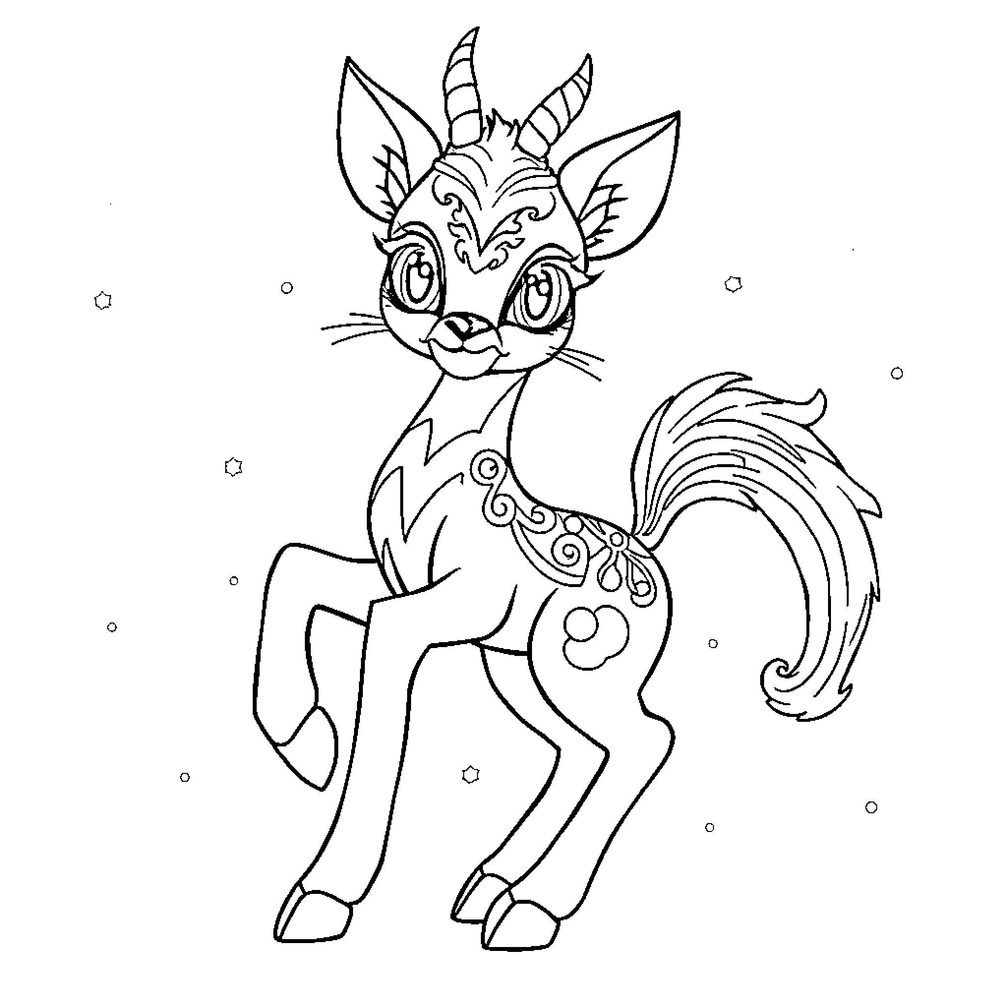 Alebrije creature with whimsical design Coloring Page (free black-and-white line drawing printable PDF for all, from beginners to advanced learners, including children, teens, adults, and seniors)