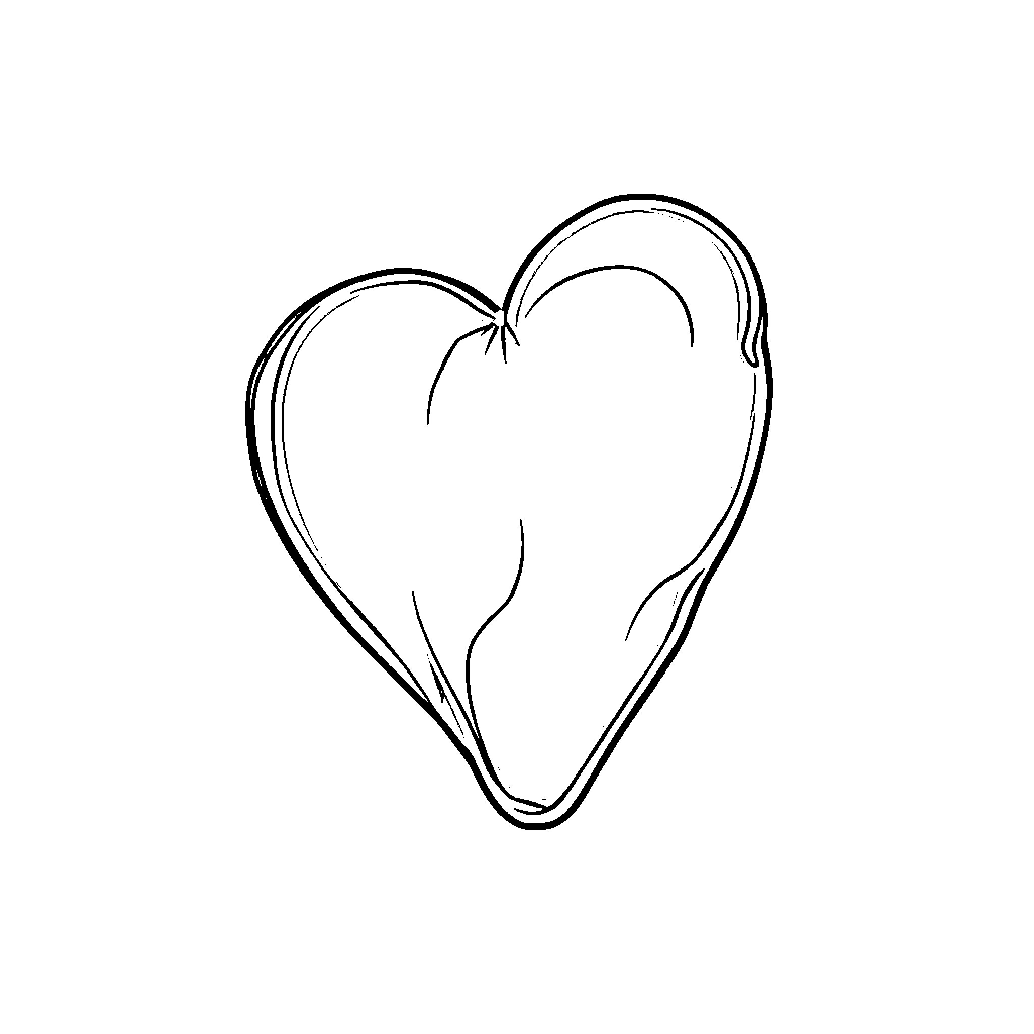 Heart-shaped silhouette Coloring Page (free black-and-white line drawing printable PDF for all, from beginners to advanced learners, including children, teens, adults, and seniors)