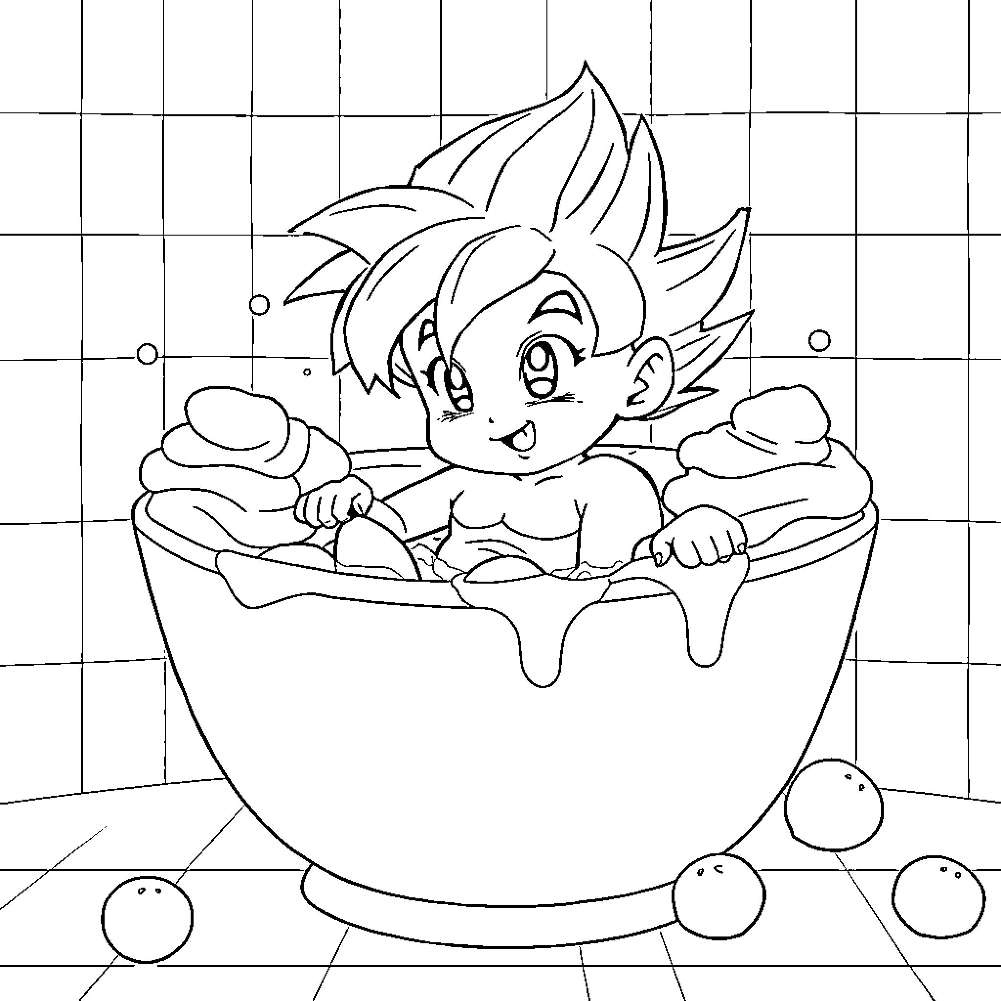 Chi Chi Enjoying a Cozy Cup Coloring Page (free black-and-white line drawing printable PDF for all, from beginners to advanced learners, including children, teens, adults, and seniors)