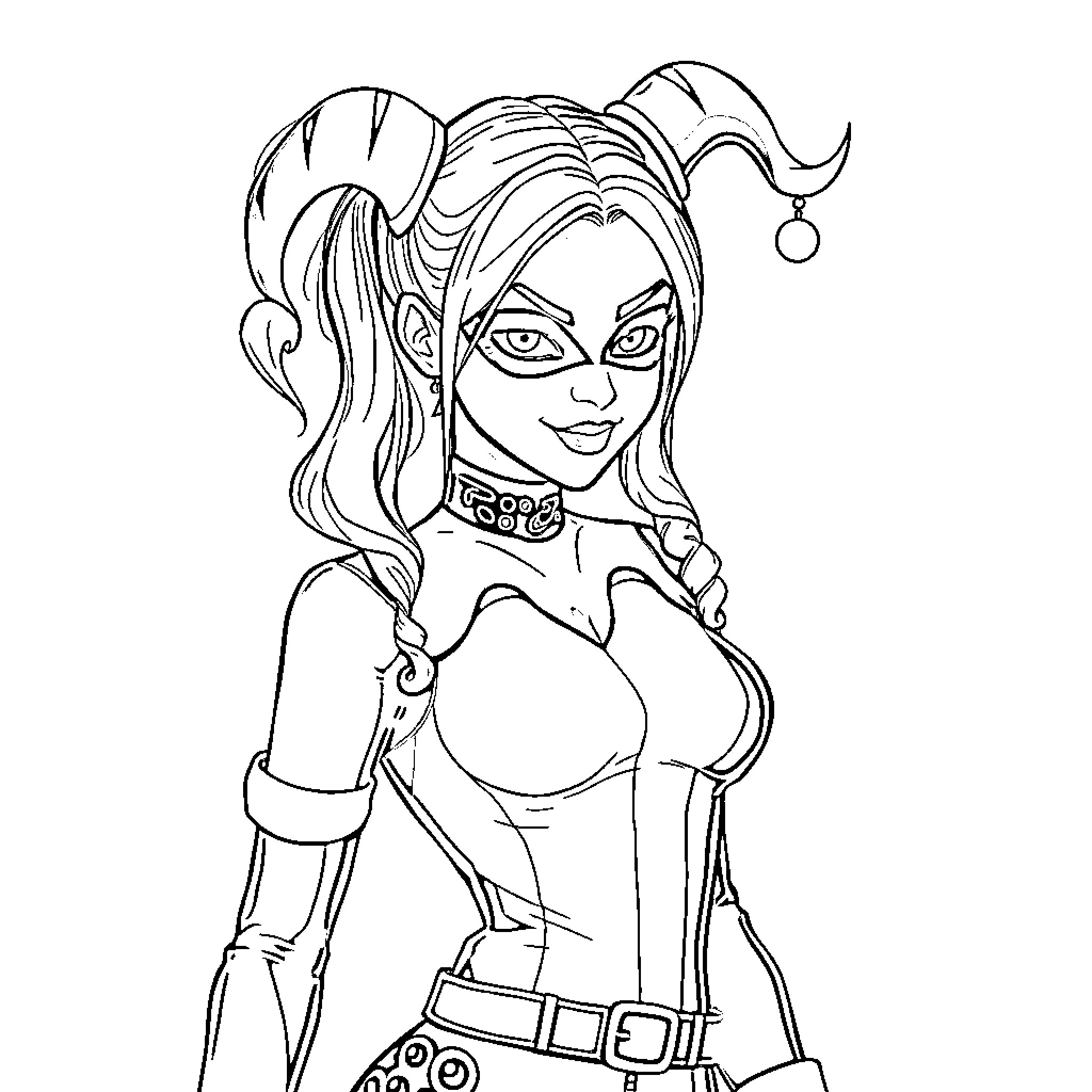 Rumi the Playful Jester in Costume Coloring Page (free black-and-white line drawing printable PDF for all, from beginners to advanced learners, including children, teens, adults, and seniors)