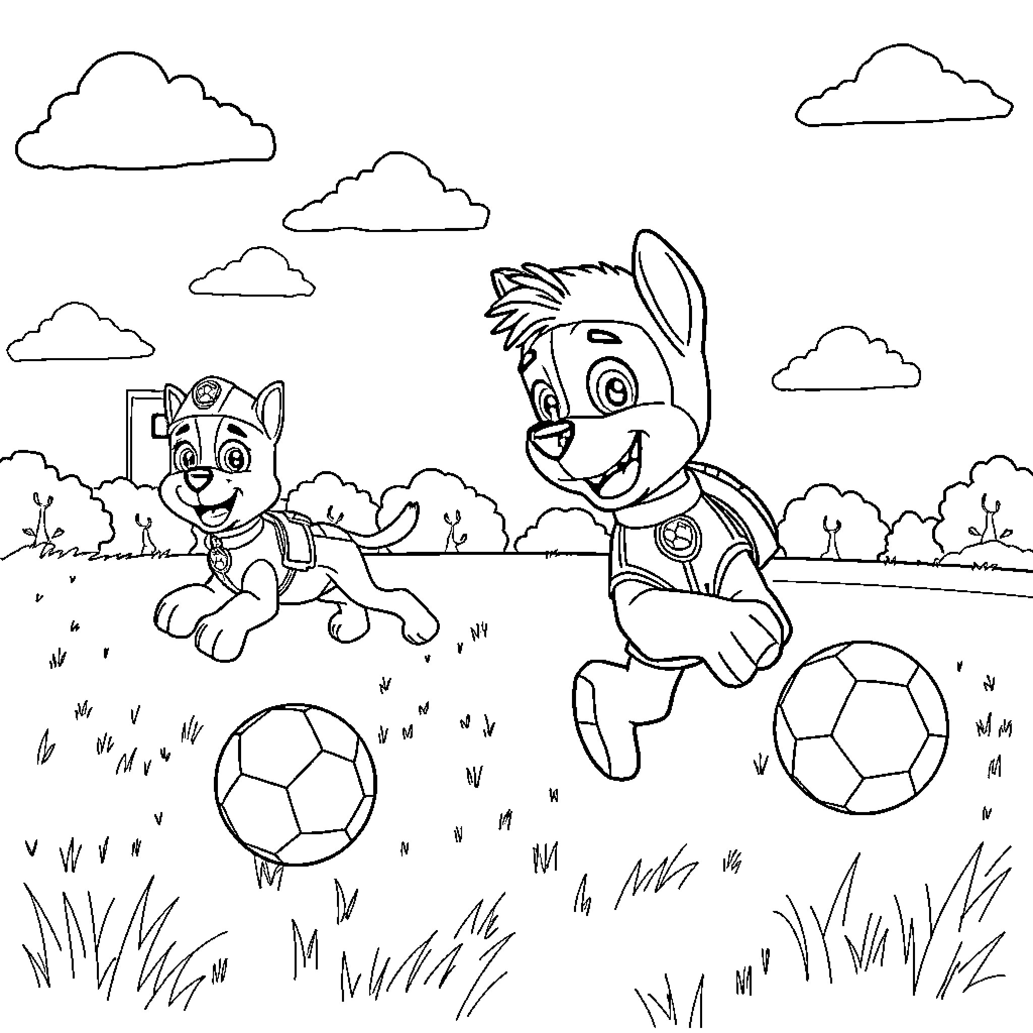 Pat's Playful Soccer Game Coloring Page (free black-and-white line drawing printable PDF for all, from beginners to advanced learners, including children, teens, adults, and seniors)