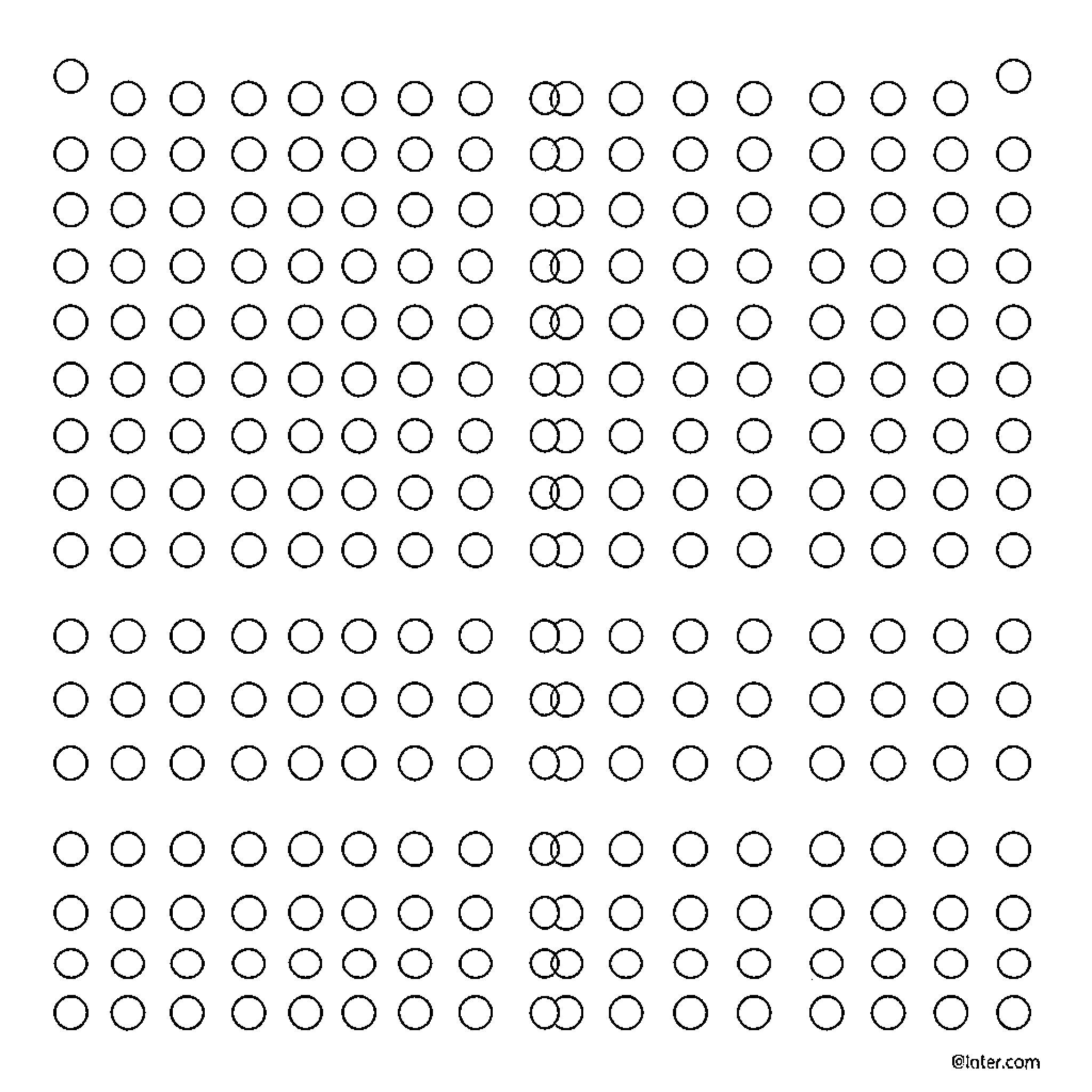 Dot patterns of varying sizes and arrangements Coloring Page (free black-and-white line drawing printable PDF for all, from beginners to advanced learners, including children, teens, adults, and seniors)