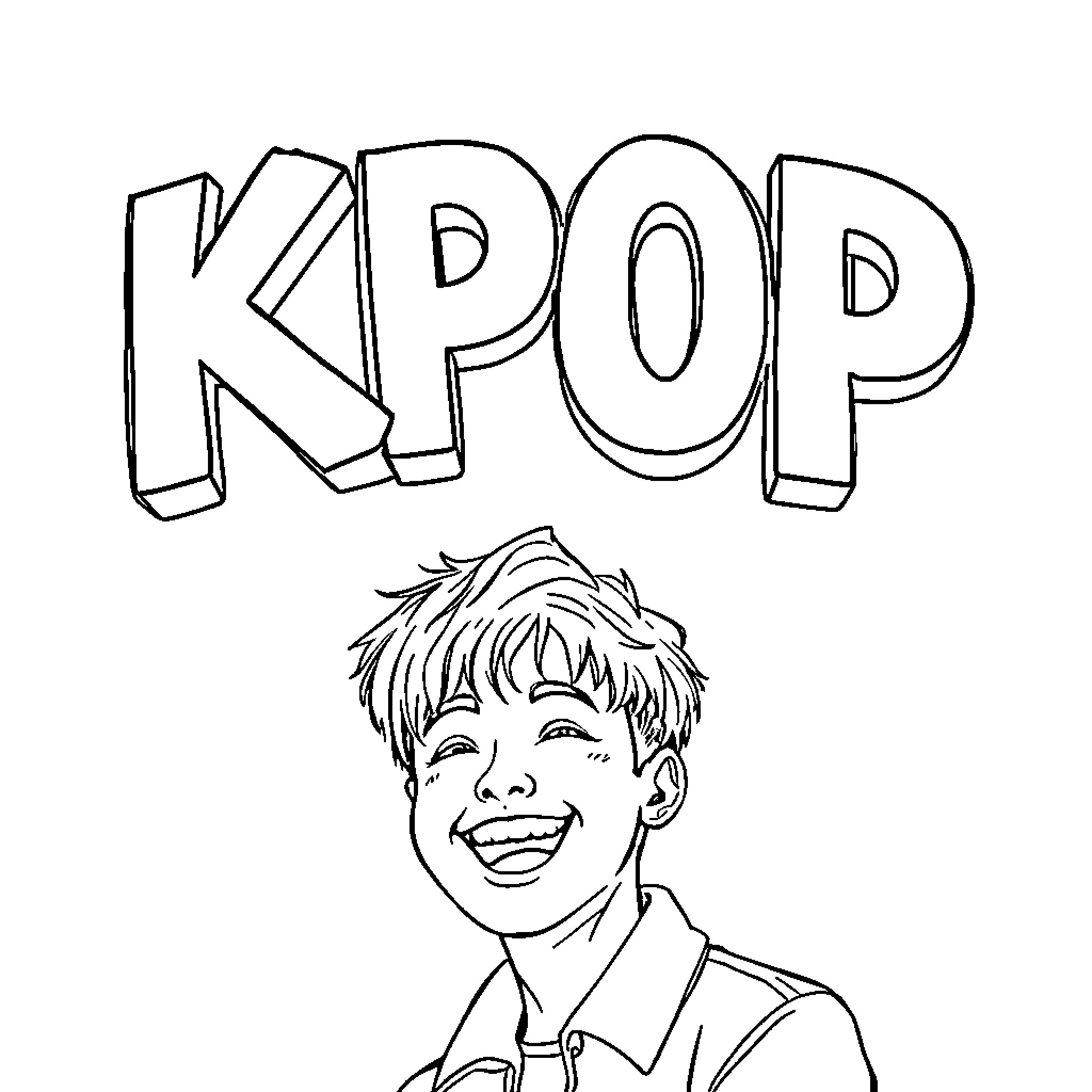 Felix Explores Vibrant K-Pop Scene Coloring Page (free black-and-white line drawing printable PDF for all, from beginners to advanced learners, including children, teens, adults, and seniors)