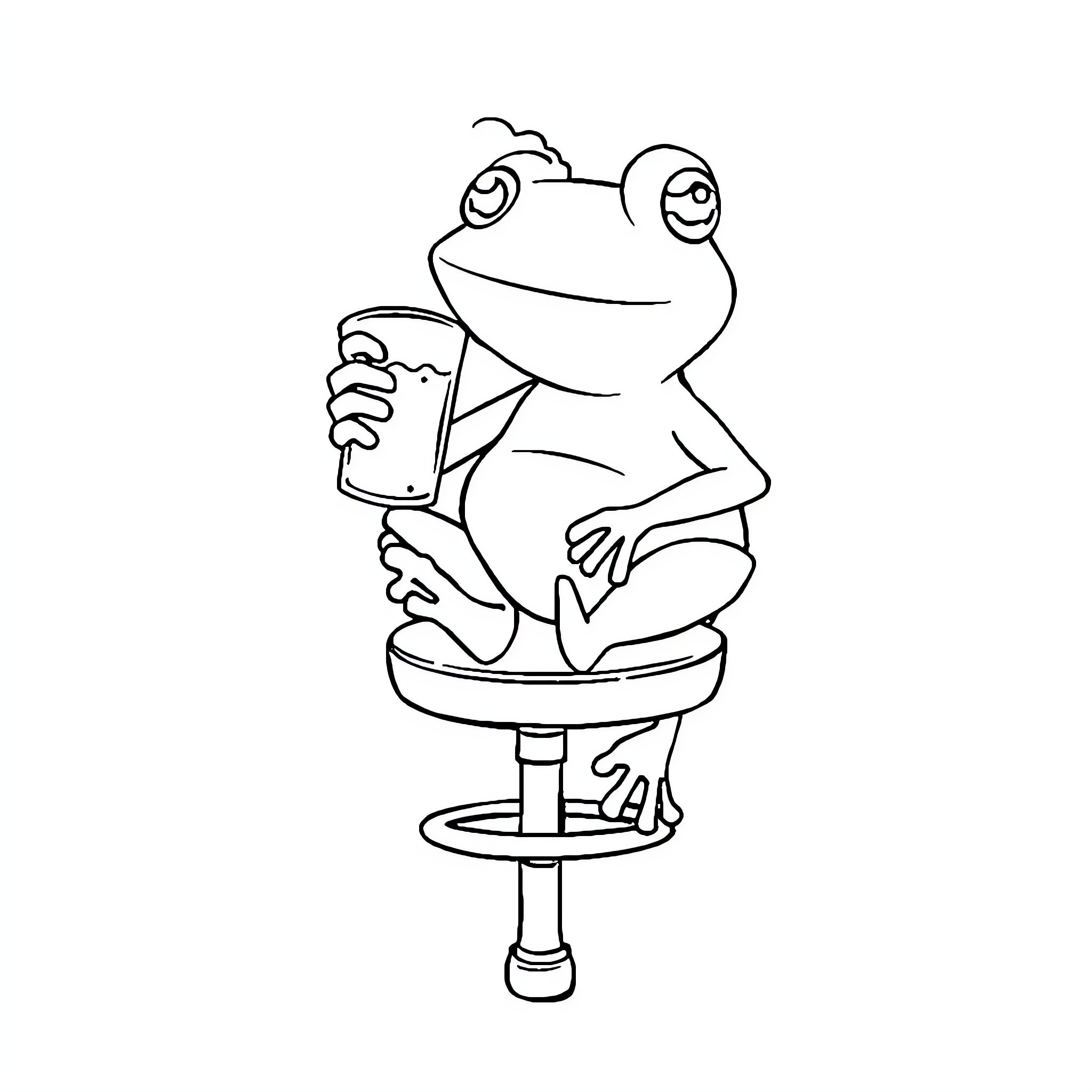 Frog lounging in a chair Coloring Page (free black-and-white line drawing printable PDF for all, from beginners to advanced learners, including children, teens, adults, and seniors)