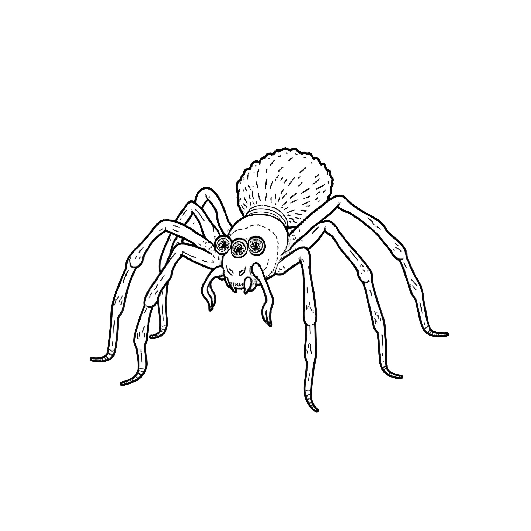 Spider crawling curiously Coloring Page (free black-and-white line drawing printable PDF for all, from beginners to advanced learners, including children, teens, adults, and seniors)