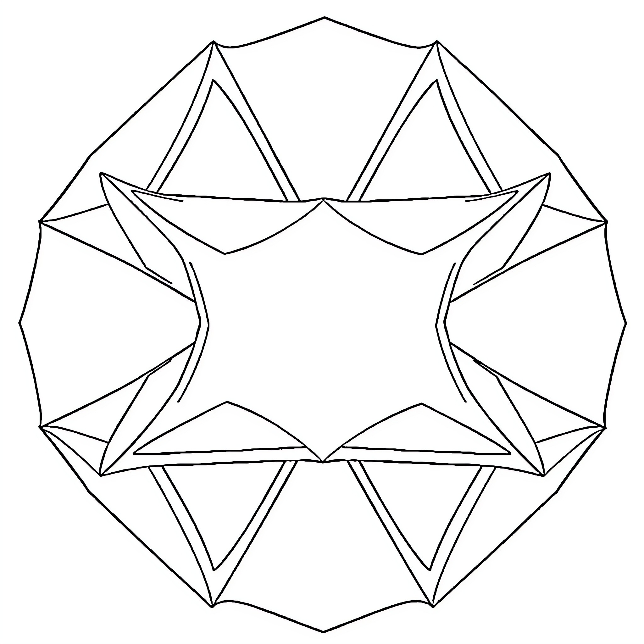 Dodecahedron abstract geometric shapes Coloring Page (free black-and-white line drawing printable PDF for all, from beginners to advanced learners, including children, teens, adults, and seniors)